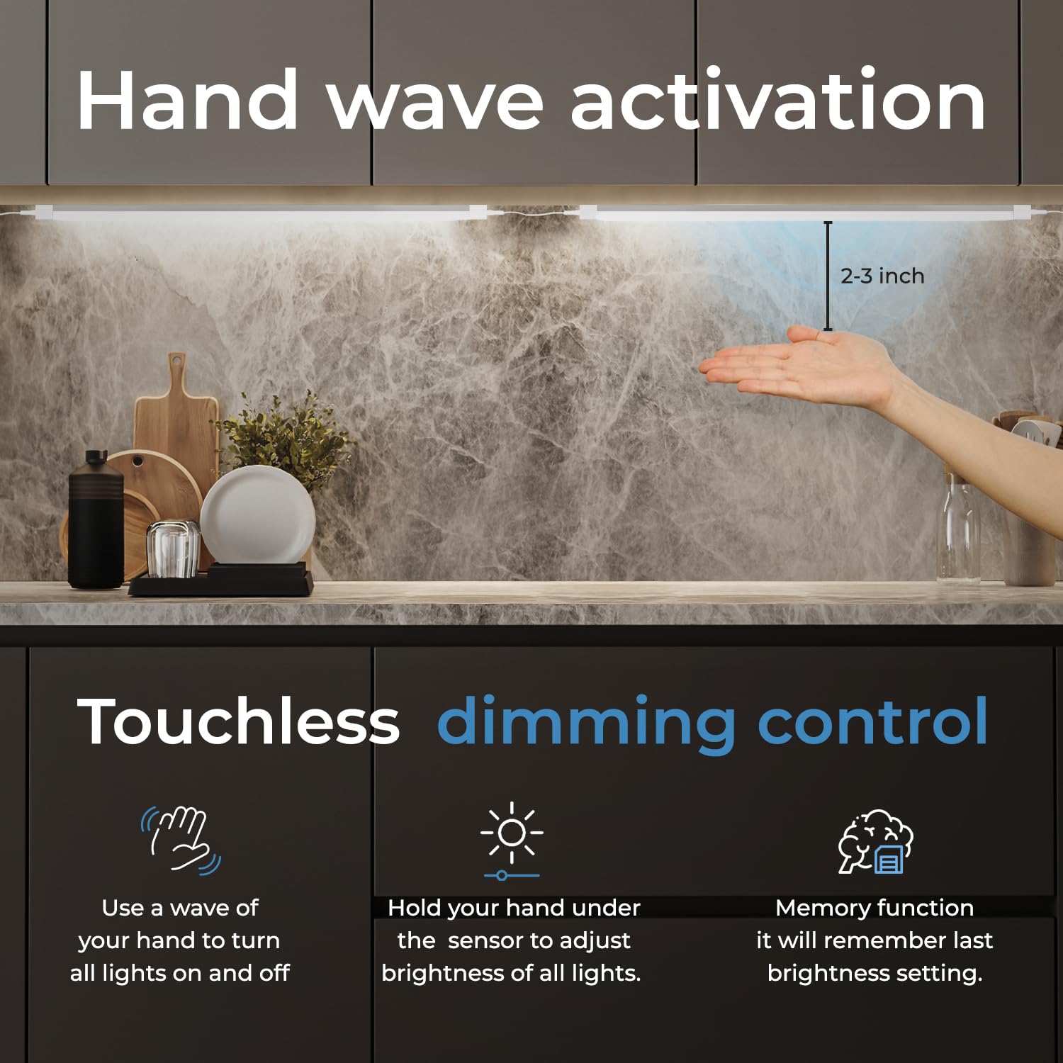 EShine LED Lighting Kit, Dimmable, 40 inch, Cool White (6000K), Model ELW10001DC, Touchless Wave Control for Kitchen, Office, Garage