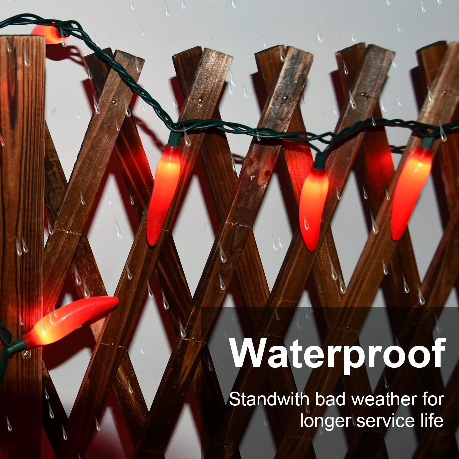 Red Chili Pepper Lights, 13.6Ft Christmas Decorations String Lights With 35 Red Chili Pepper Lights For Mexican Fiesta Indoor Party Kitchen Patio Bedroom Decorations, Green Wire