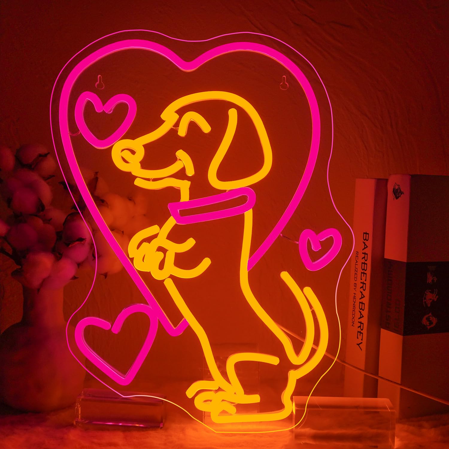 Nosun Love Dog Neon Sign For Wall Decor Dachshund Pink Led Light Sign For Pet Shop Bedroom Wall Home Party Decor Accessory Gift For Dog Lover Bar Party Club Bedroom Gaming Room Men Cave Decorations Christmas Gift