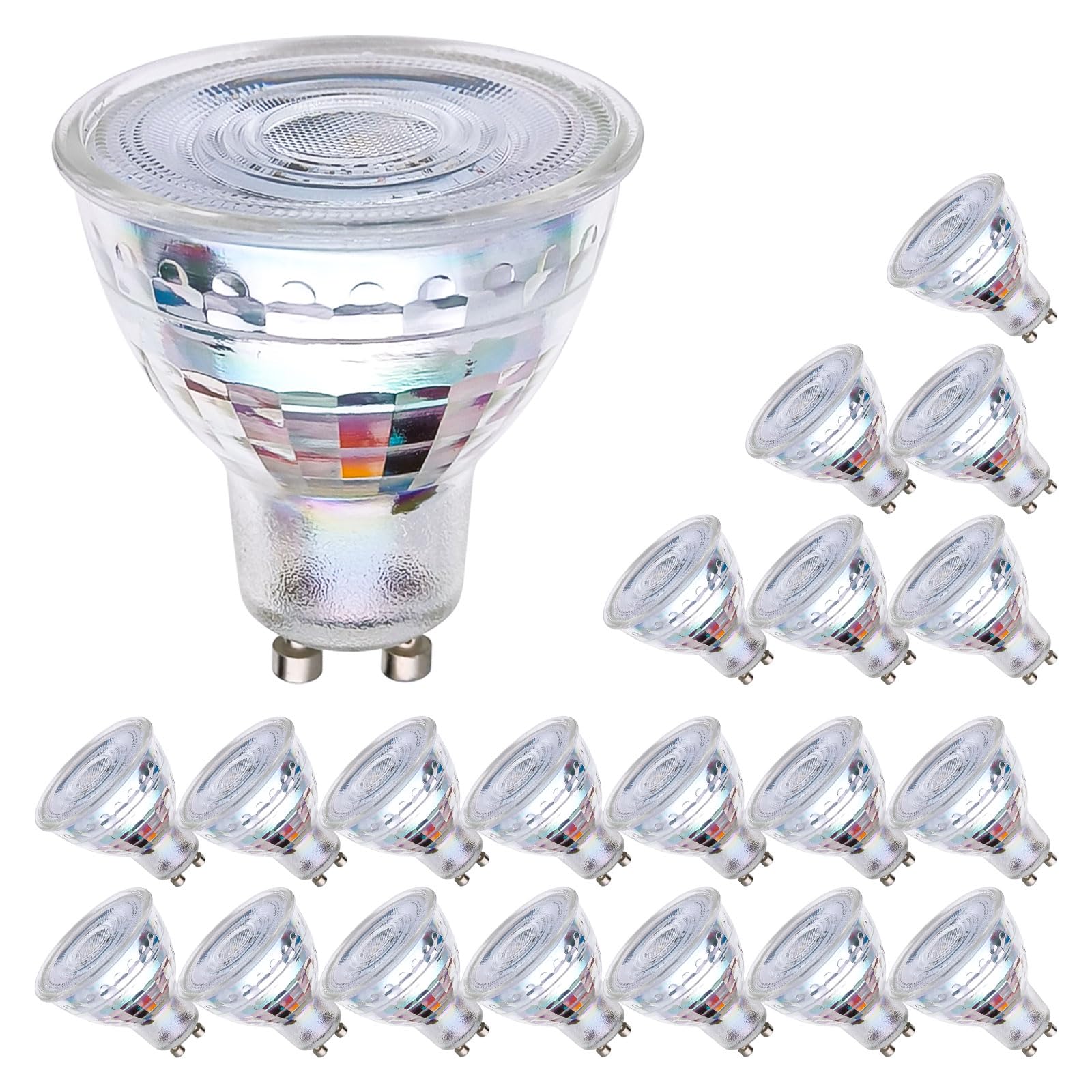 Listocasa 20-Packs Gu10 Led Light Bulbs 3000K Warm White,5.5W(55W Halogen Equivalent), Dimmable Spotlight Gu10 Led Bulbs, Full G
