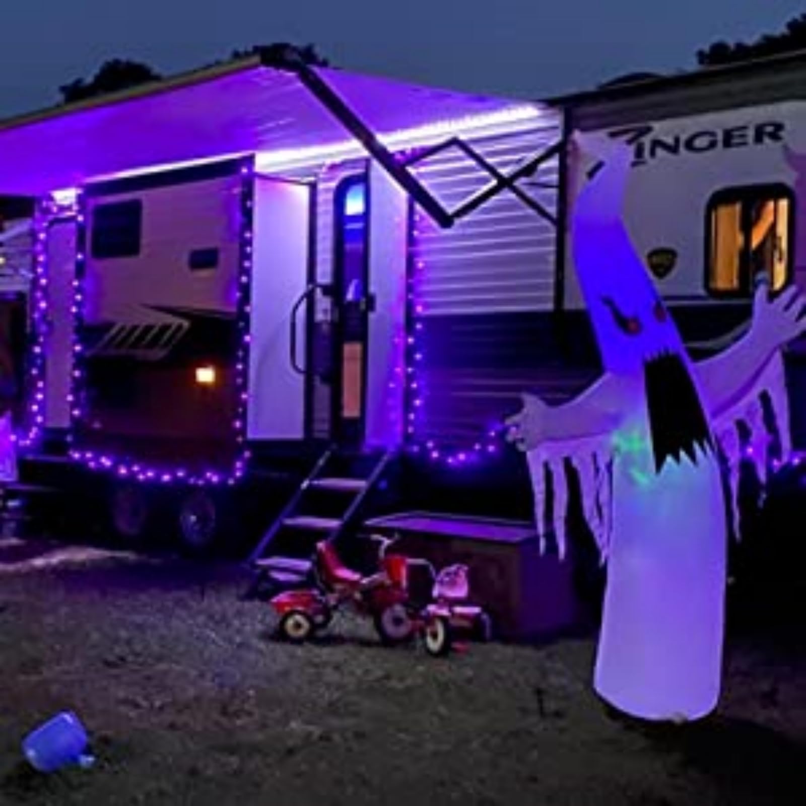 Qitong 2 Pack Purple Solar Christmas Lights, 66Ft 200 Led Waterproof Fairy Lights, 8 Modes