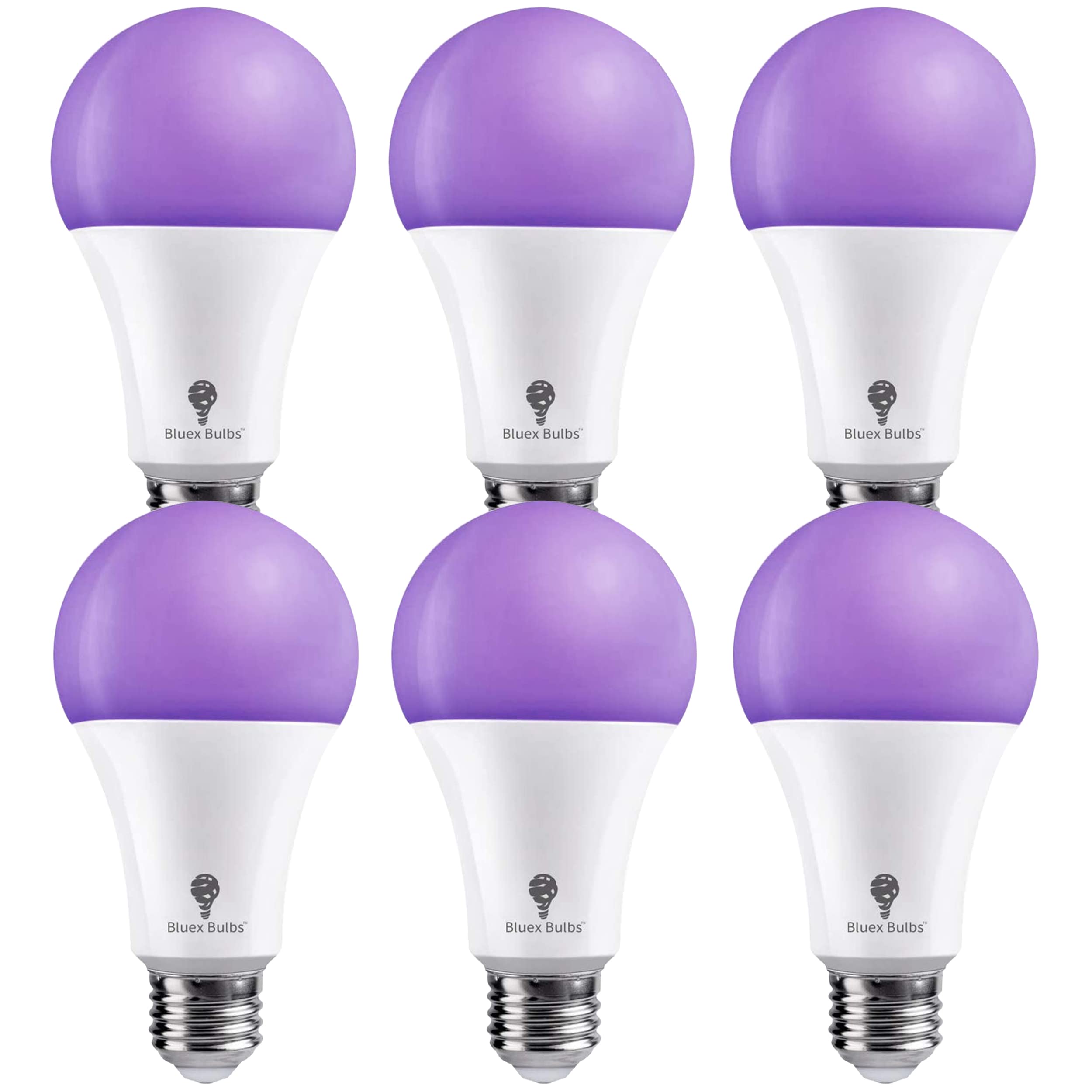 Bluex Bulbs 6 Pack A21 Led Black Light Bulb, 16W (120Watt Equivalent) E26 Blacklight Bulb Level 385-400Nm, Body Paint, Glow In T