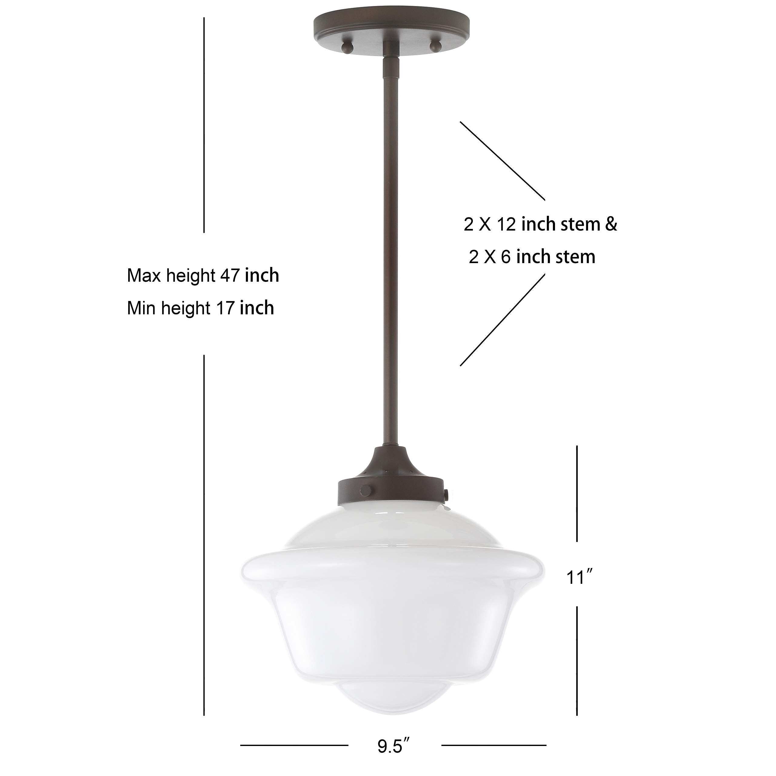 JONATHAN Y LED Pendant Light, 9.5in Adjustable, Oil Rubbed Bronze, Model JYL3517C, Dimmable for Dining Room, Living Room, Kitchen, F