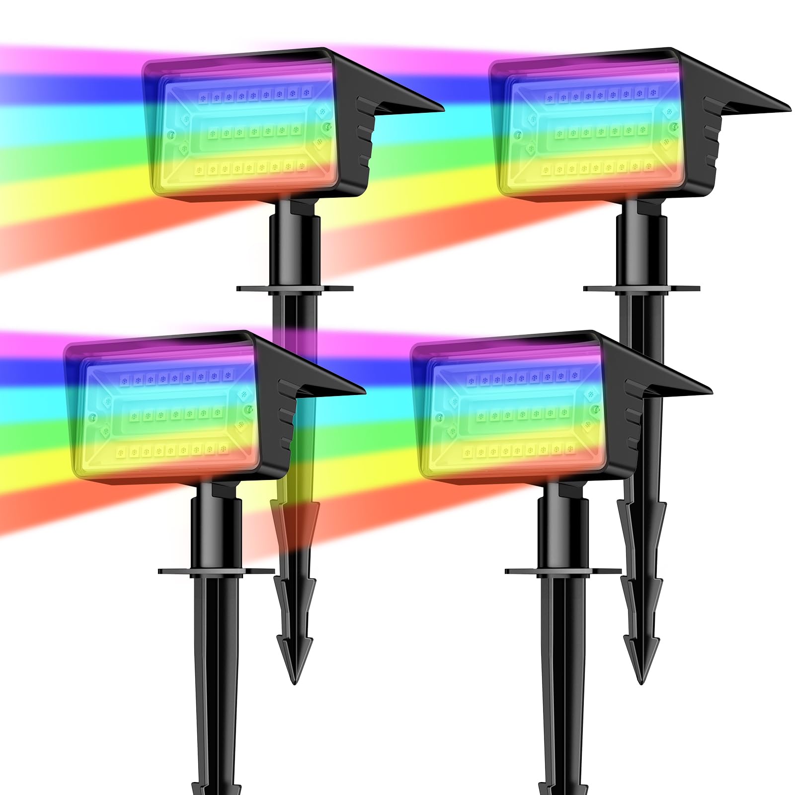 Lamkeep Solar Spot Lights Outdoor With 7 Lighting Modes Rgb  4 Pack Solar Color Changing Lights Ip68 With 29 Led & Auto On/Off  Multicolor Outdoor Lights For Outside  Garden  Yard(Multicolor)