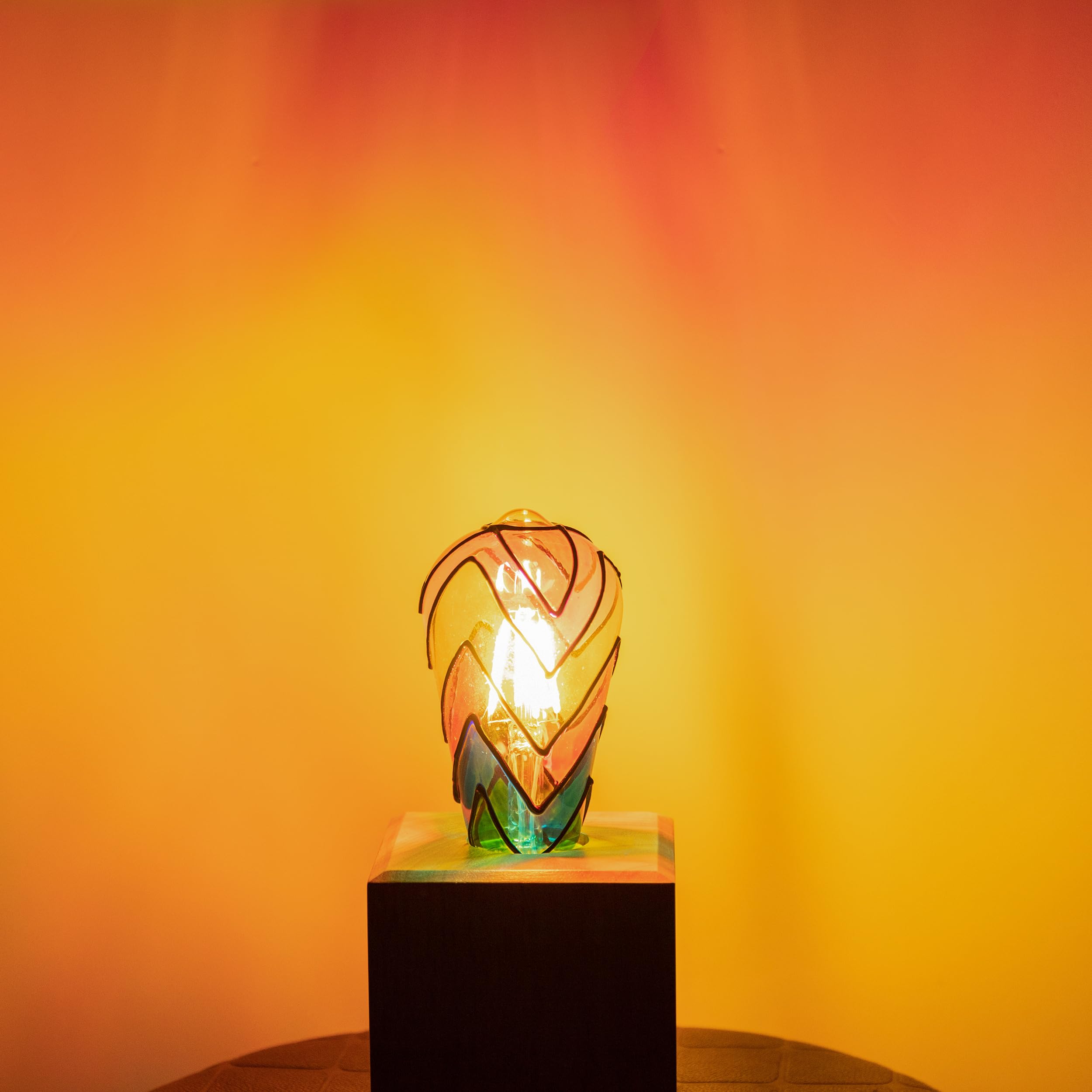 Cybaaluxzus Stained Glass Light Bulb - Rainbow Painted Mosaic Bulb, 4W 120V, Multi-Colored Indoor, Fun Romantic And Unique Decor