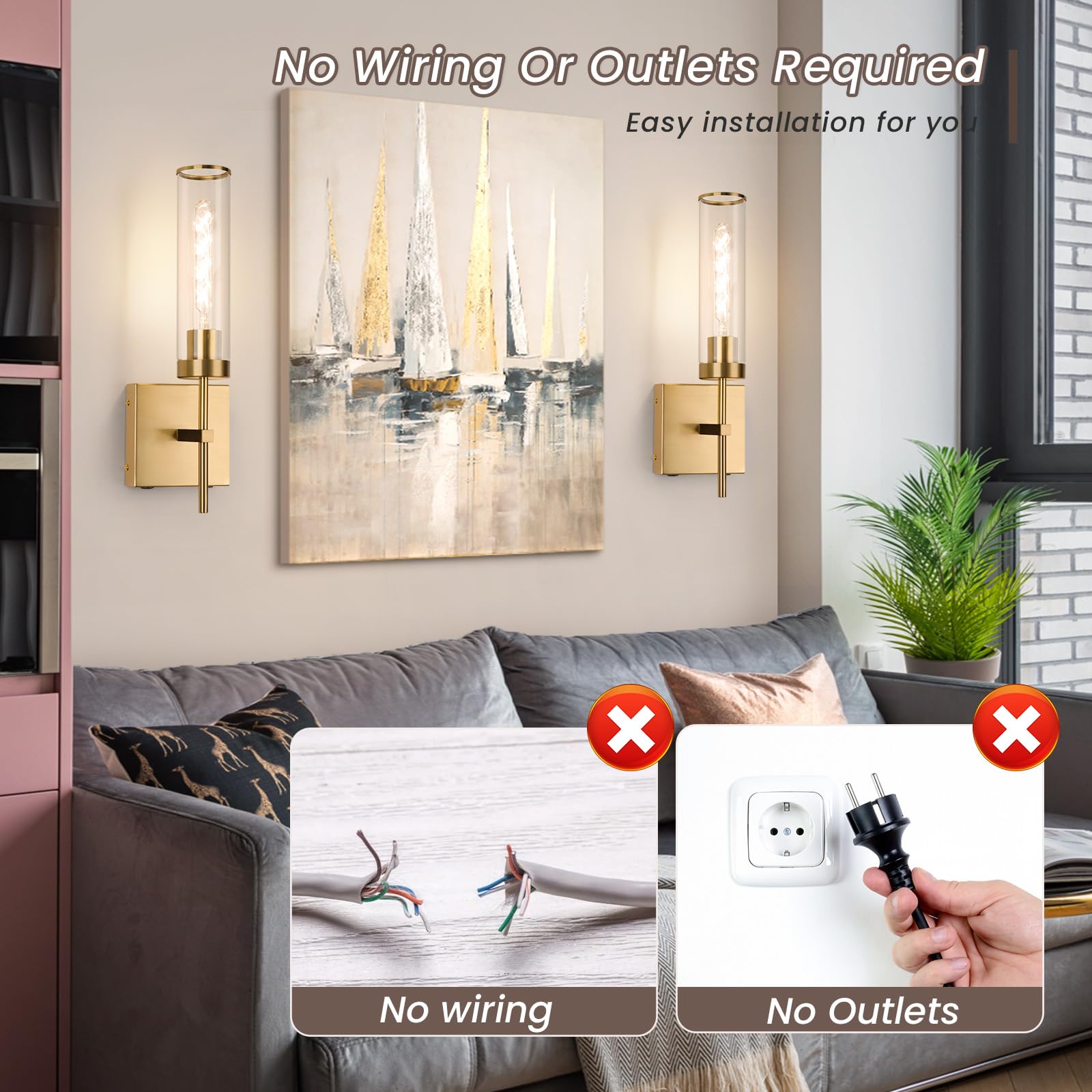Loiogohot Wall Sconces,Gold Battery Operated Wall Sconce 10400Mah Fast Chargin Endurance 150 Hours Infinitely Dimmable With Remo