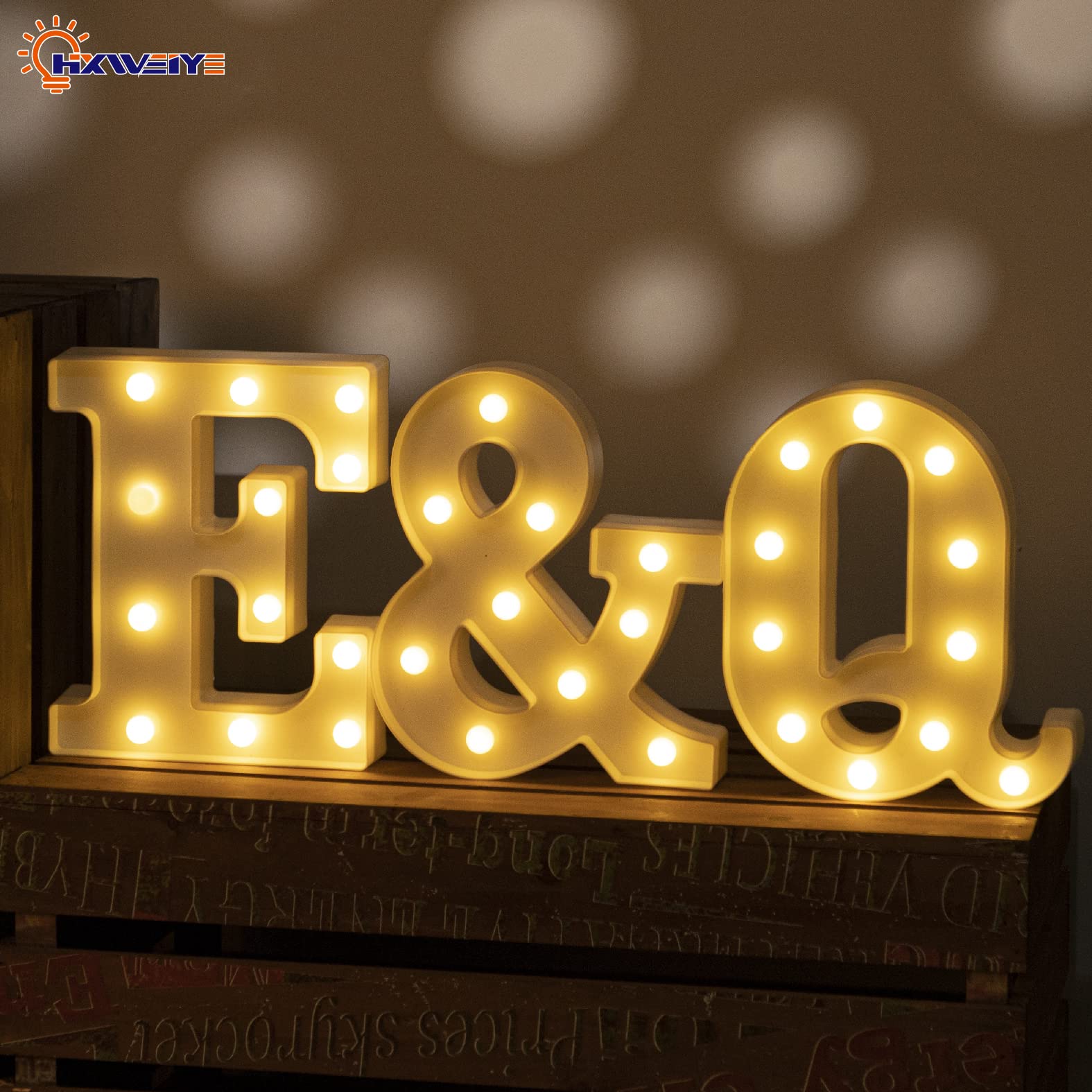 Hxweiye Led Marquee Letters Sign - Light Up Alphabet & Numbers 0-9, Warm White, Battery Powered, Perfect For Parties & Anniversaries