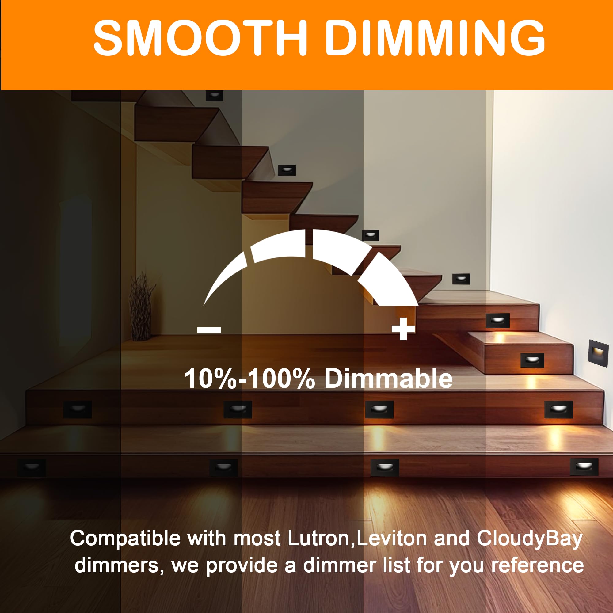 Cloudy Bay 120V 5Cct Dimmable Led Indoor Outdoor Step Light,2700K/3000K/3500K/4000K/5000K,Stair Light,Oil Rubbed Bronze,Pack Of