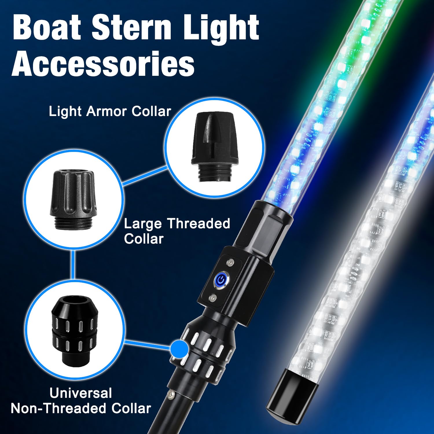 Yiswhis 3FT Spiral Boat Stern Light with Remote Control, LED Navigation Lights, White