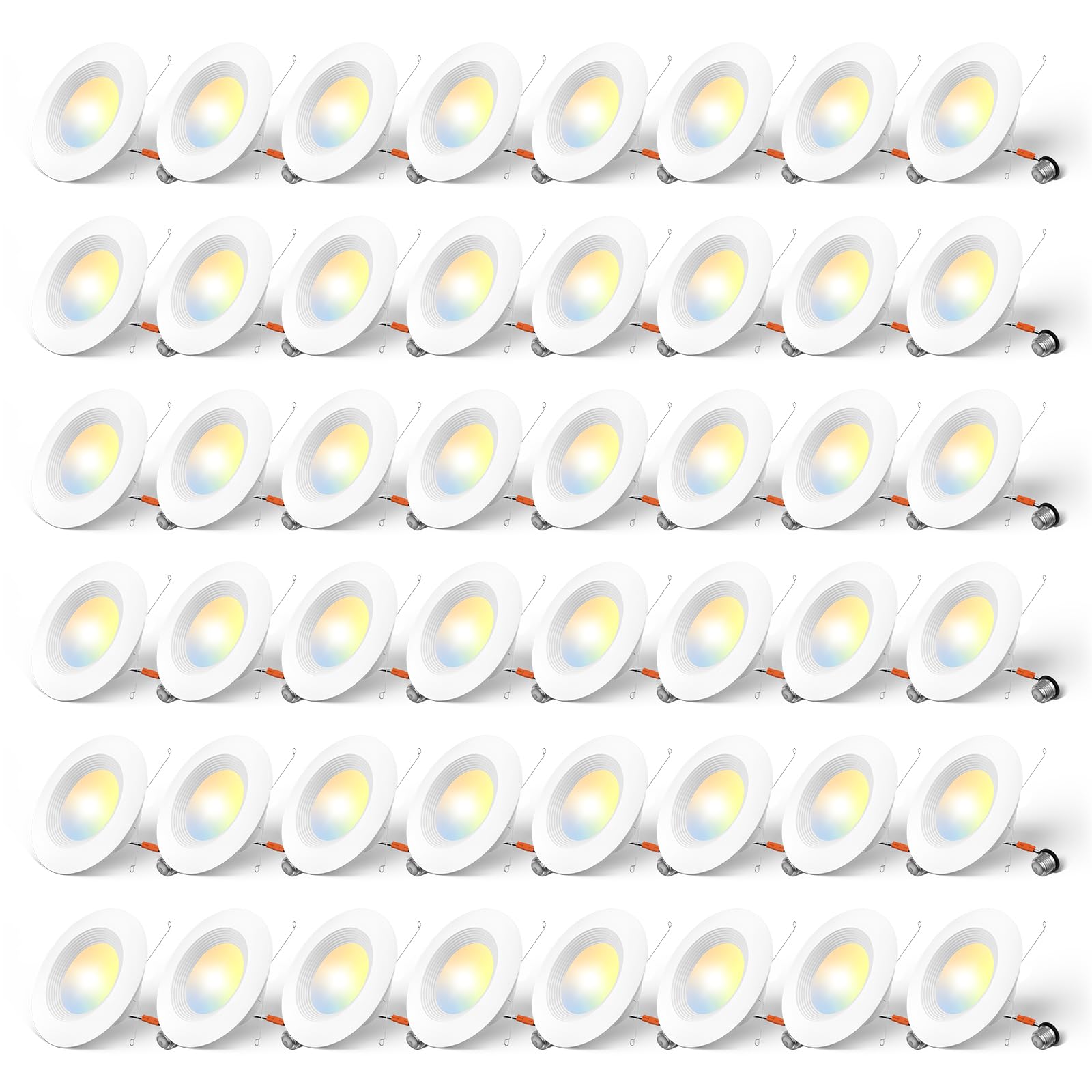 Amico 5/6 Inch 5Cct Led Recessed Lighting 48 Pack, Dimmable, Ic & Damp Rated, 12.5W=100W, 950Lm Can Lights With Baffle Trim, 2700K/3000K/4000K/5000K/6000K Selectable, Retrofit Installation - Etl & Fcc