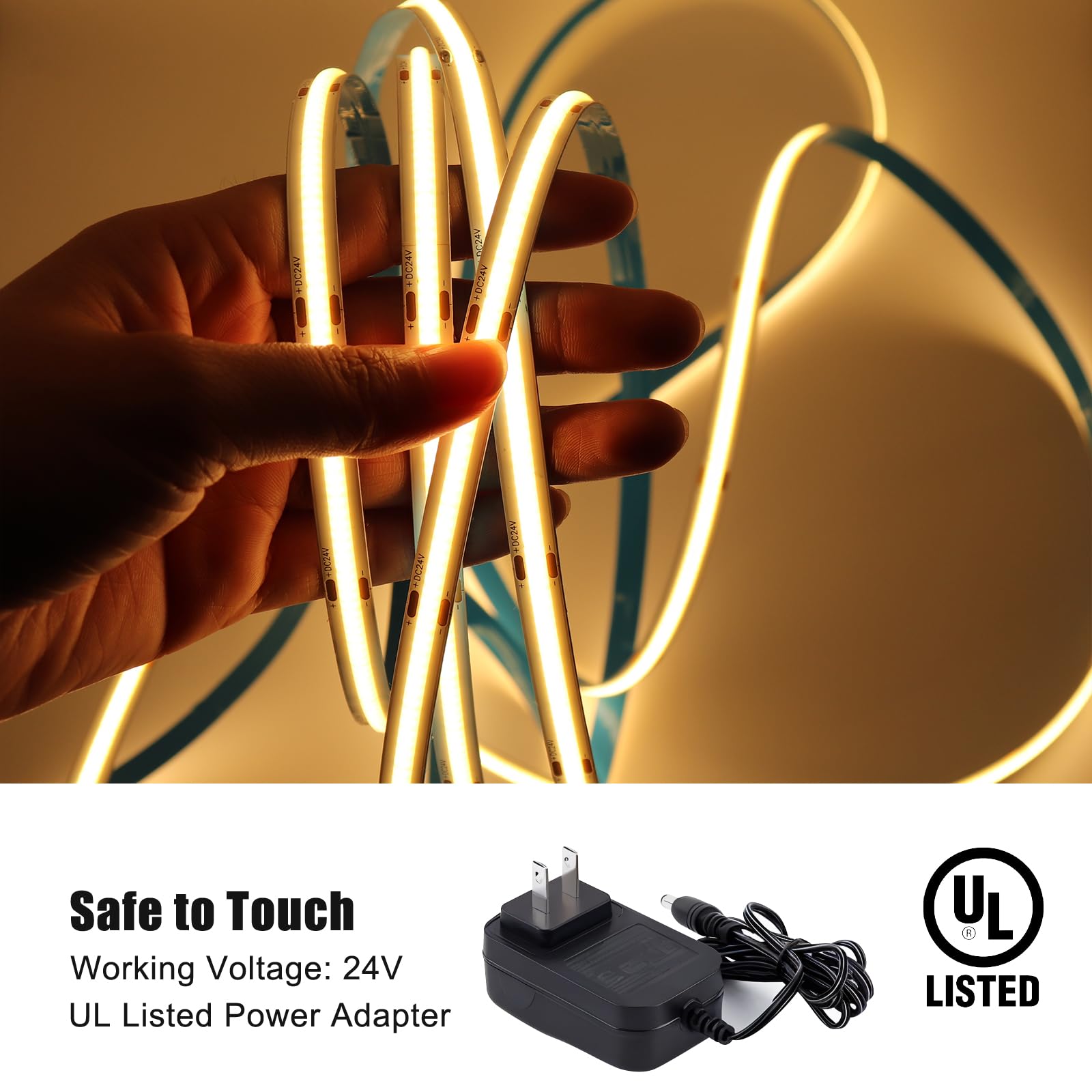 Bunacet Cob Led Strip Lights 5760Leds, 40Ft 3000K Dimmable Warm White Bright Led Lights For Bedroom Counter Under Cabinet Kitche