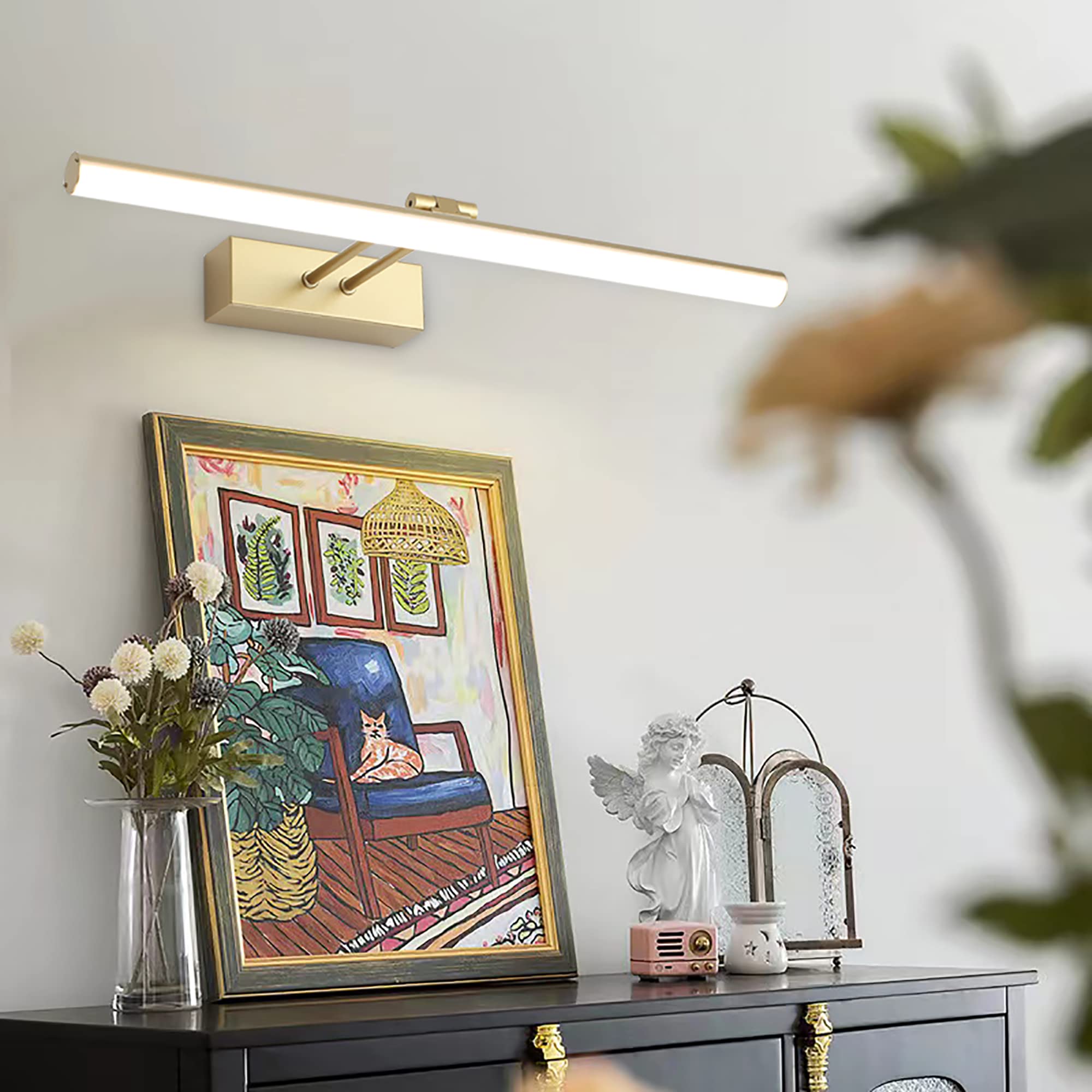 Howmzon Picture Light, 16'' Art Light, Picture Light 3Aa Battery Operated,Picture Lights For Wall,Wireless Picture Light With Re