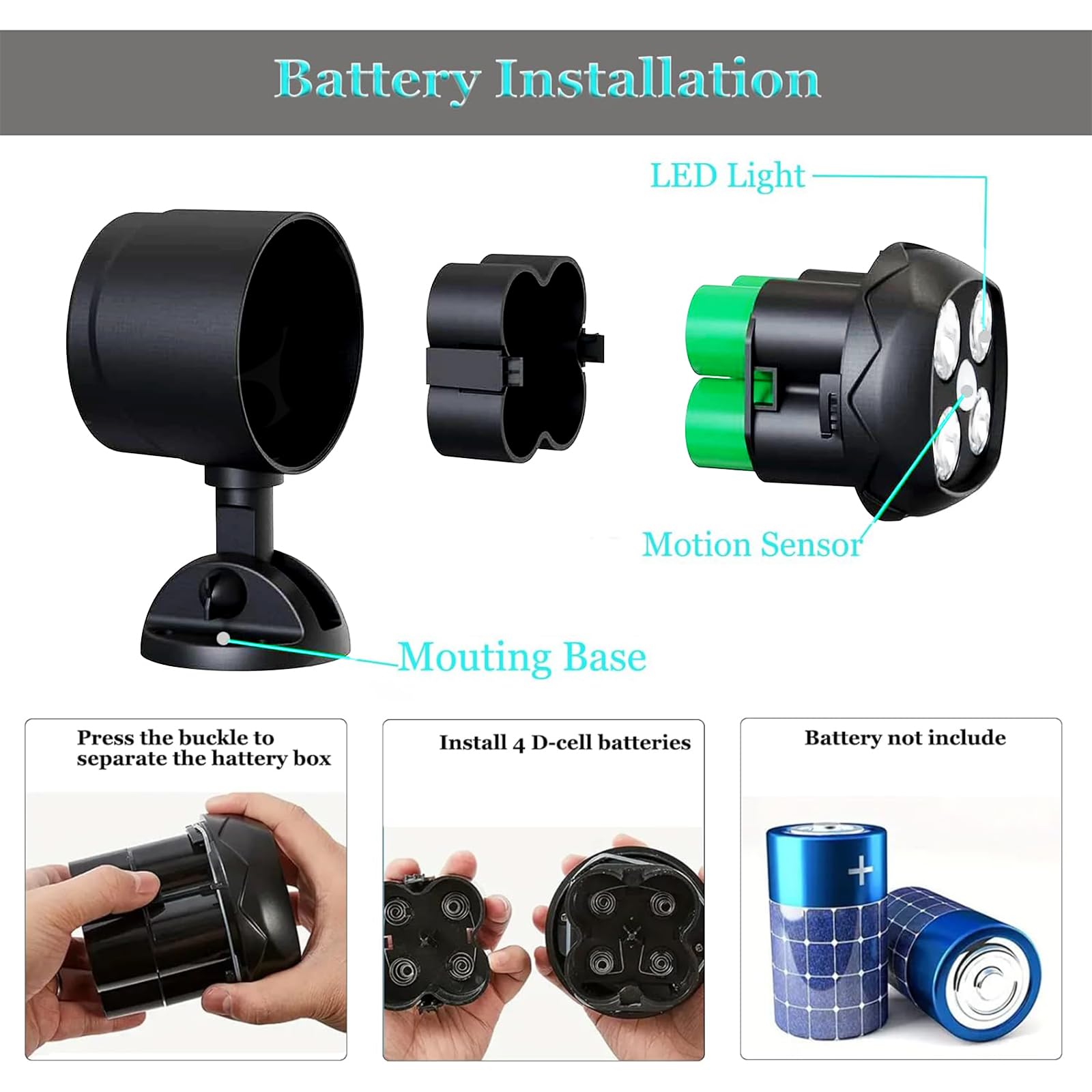 Ambaret Battery Operated Motion Outdoor Waterproof Lights, 800 Lumen Ultra Bright Battery Powered Night Activation Wireless Secu