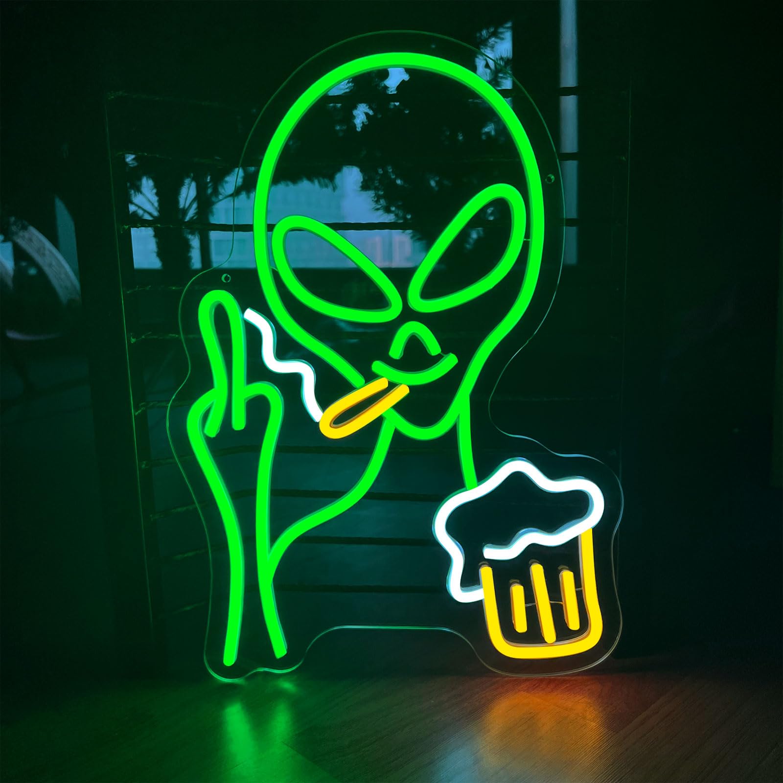 Nen Sign Green Alien Neon Light - Dimmable LED Wall Decor for Kids, USB Powered, Perfect for Bedroom, Game Room, and Parties