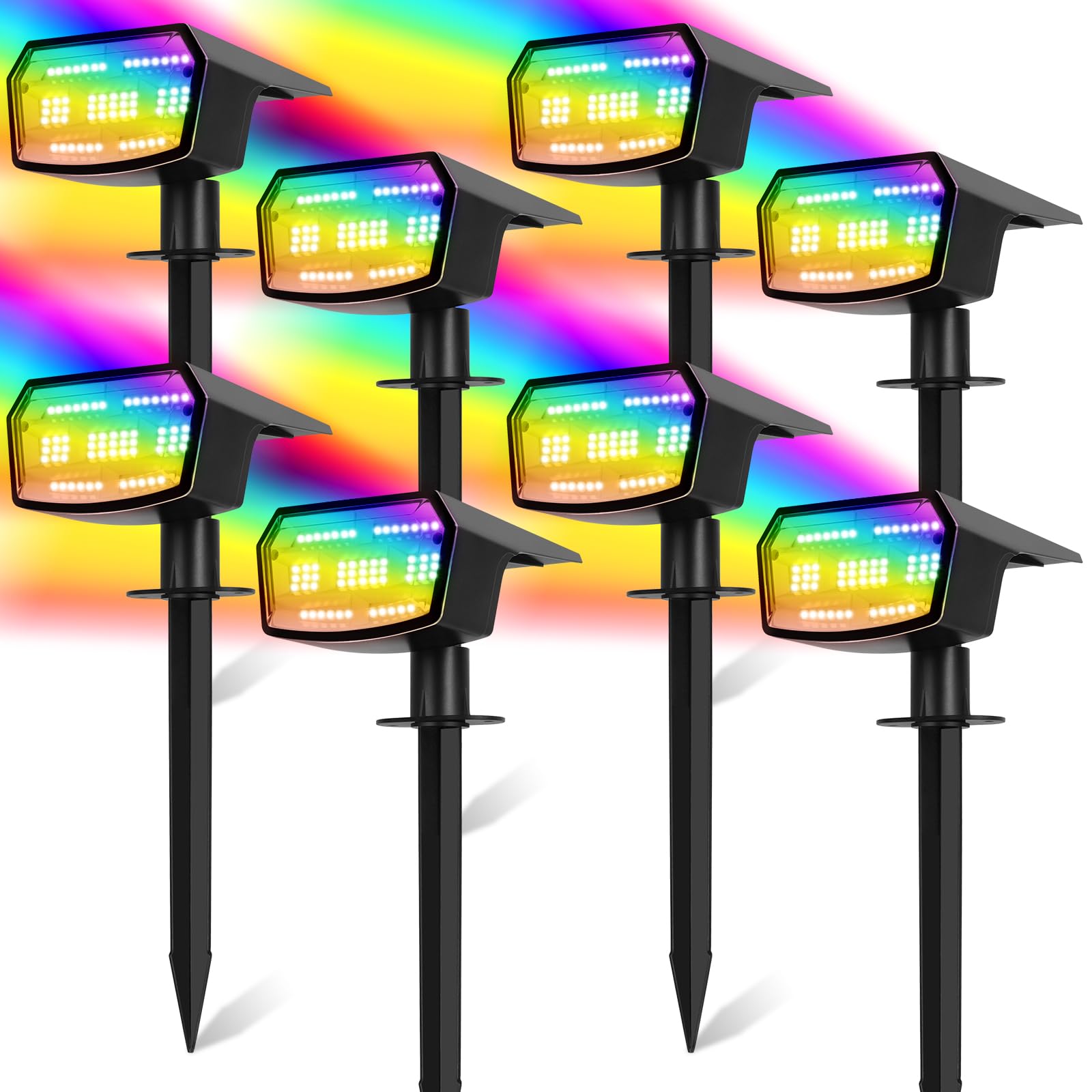 Sucolite 8-Pack Solar Spot Lights Outdoor, 59 LED Solar Lights Outdoor Waterproof, 9 Lighting Modes Outdoor Solar Lights for Yar