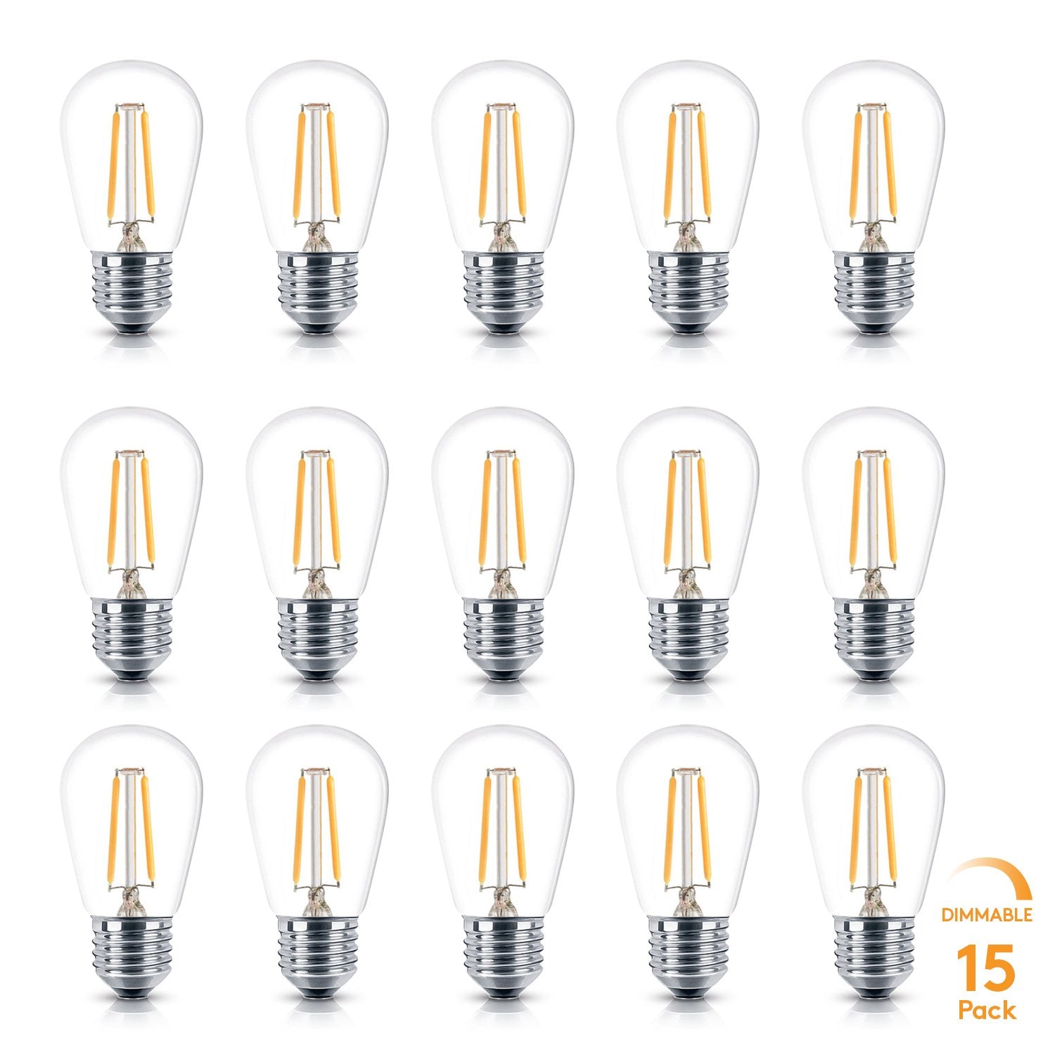 Brightech Ambience Pro Replacement Led Light Bulbs, 2 Watt Vintage Led Edison Bulbs, 2700K Soft White Dimmable Outdoor String Li