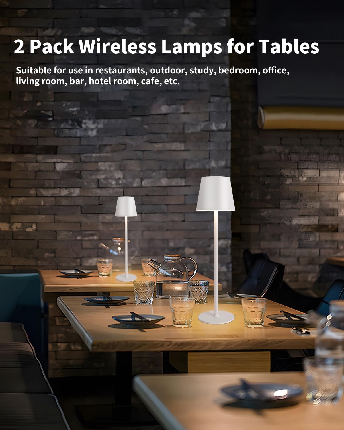 Cordless Table Lamp Led Desk Lamp,5000Mah Rechargeable Touch Night Light Lamp,Wireless Minimalist Design For Restaurant/Bedroom/