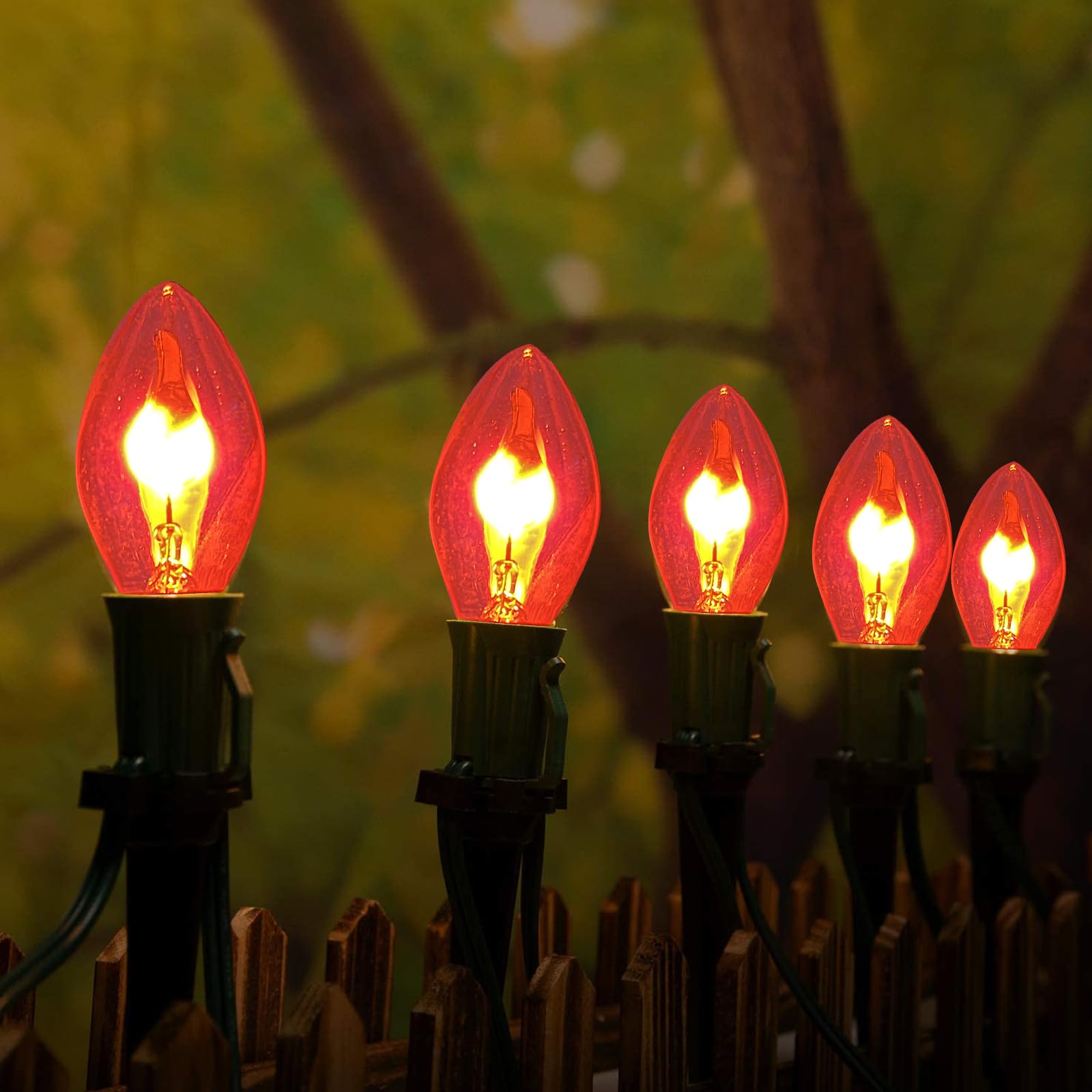 Christmas Flicker Flame Light Bulb C7 Clear Flame Shape Candelabra Bulb For C7/E12 Base String Lights, Christmas Candelabra Ligh