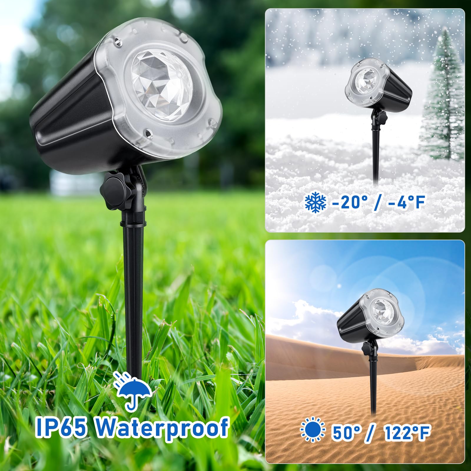 Laser Wave Projector Outdoor, Starry Sky & RGBW Ocean Wave Light Show with Remote Control, Waterproof IP65, Holiday Decor for Ha