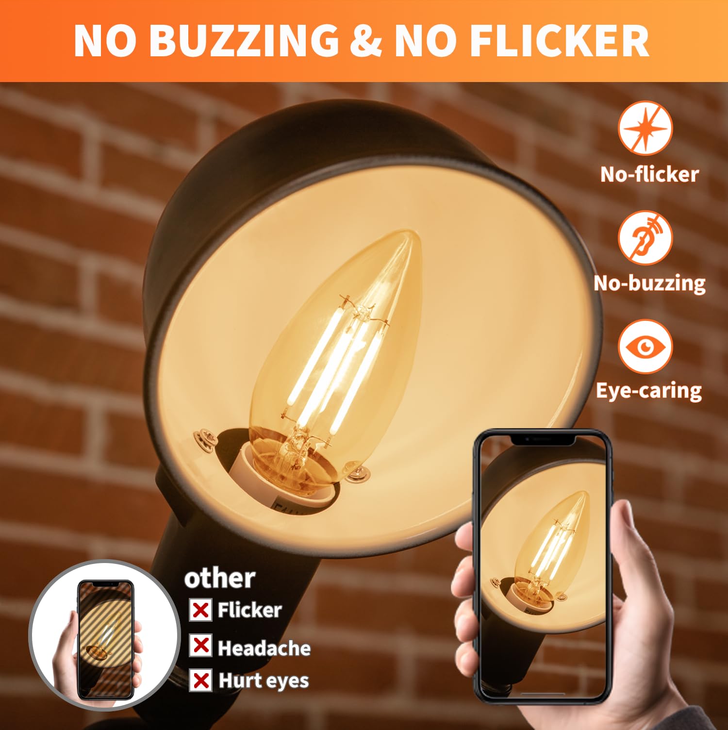 Alampever E26 Led Bulb 60W Equivalent, Dimmable B11 Candelabra Light Bulbs, 2700K Soft White, 450Lm, Vintage Edison Style, Perfe