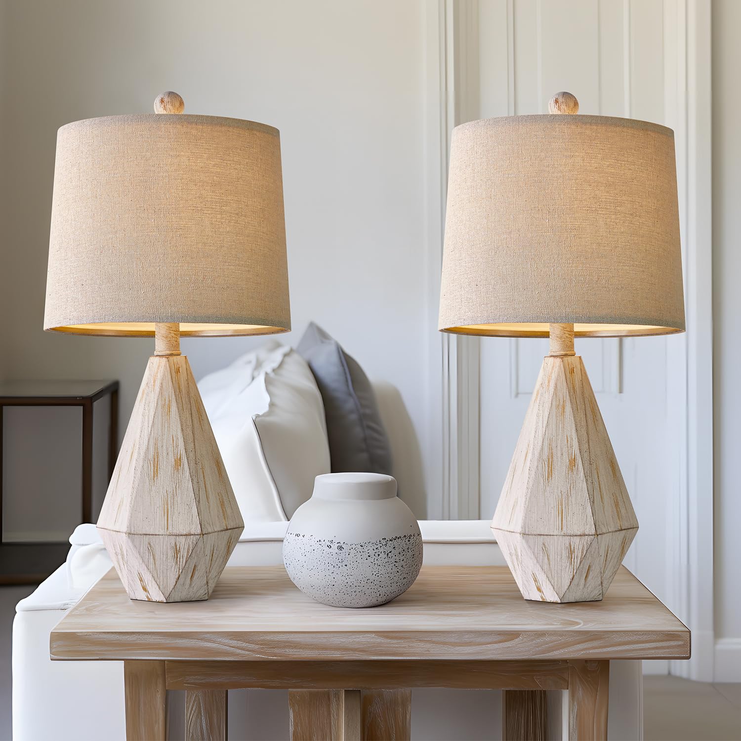PoKat 20.25'' Rustic Table Lamp Set of 2 for Bedroom Living Room Vintage Retro Traditional Nightstand Bedside Lamps Kids Room St