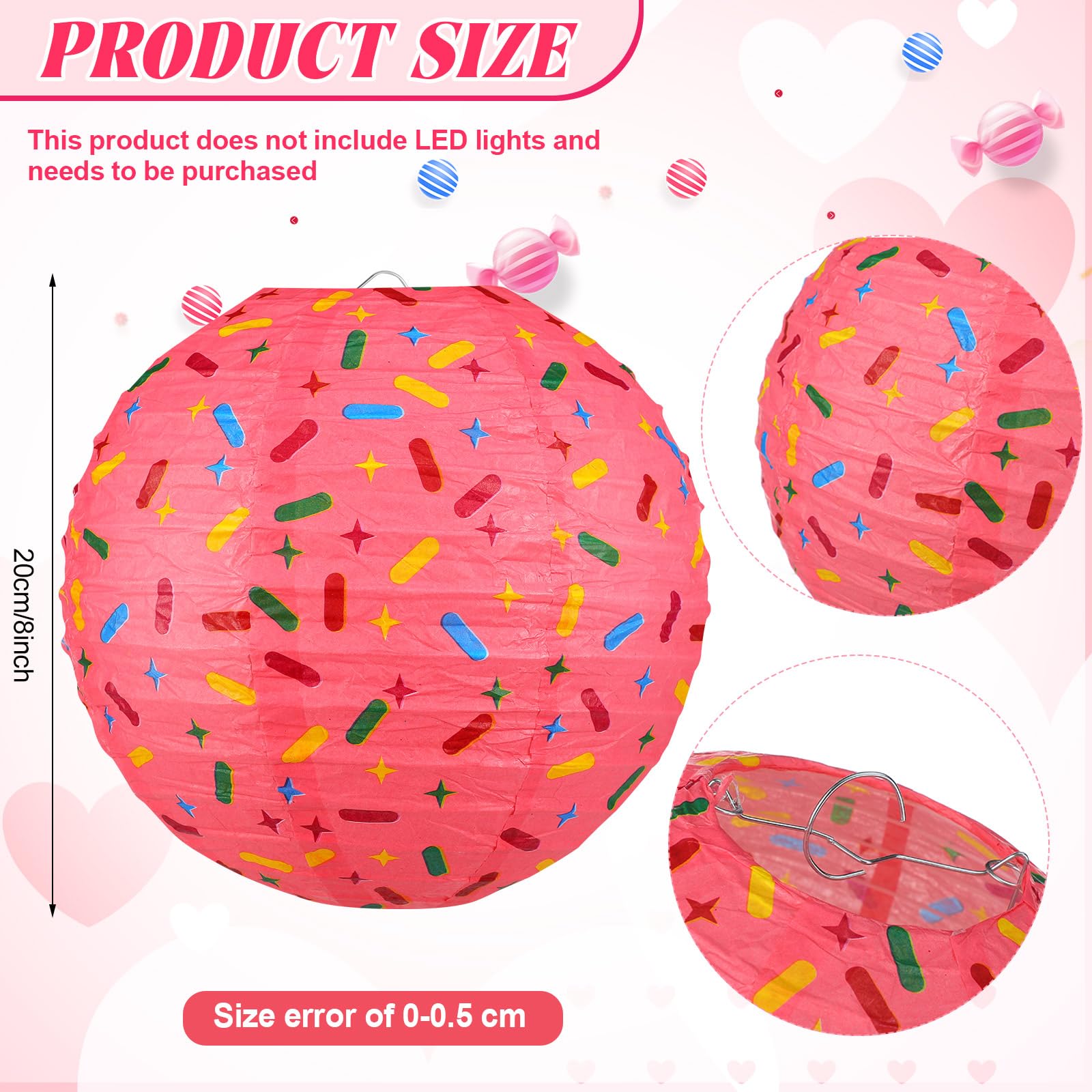 Panelee 12 Pcs Donut Paper Lanterns Party Decorations 8 Inch Hanging Round Paper Lanterns Hanging Paper Party Decorations For Ho