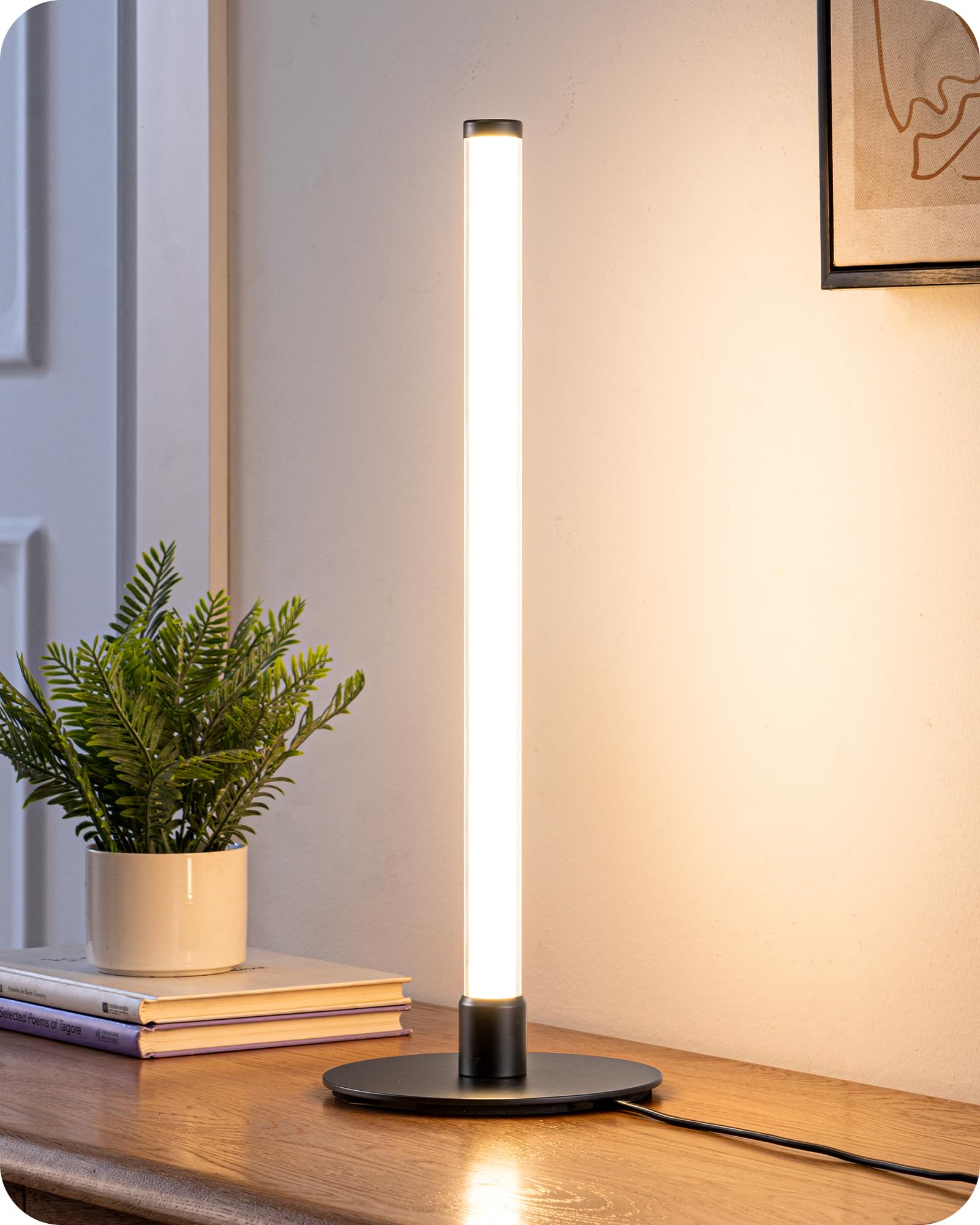 EDISHINE LED Table Lamp, Modern Slim Bedside Lamp with 360 Illumination, Stepless Dimming & 3 Color Temperature, Nightstand Lamp