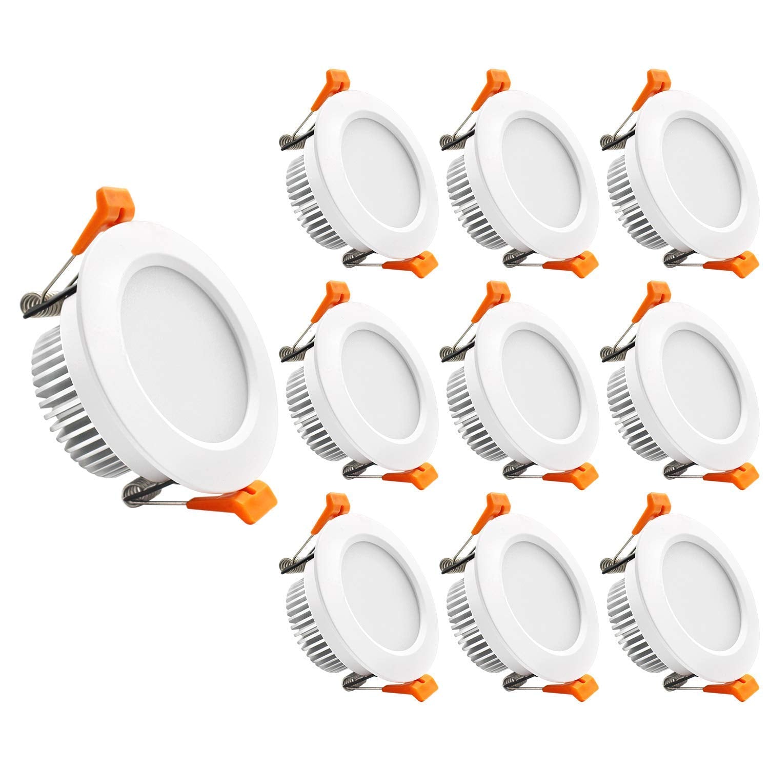 YGS-Tech LED Recessed Lighting Downlight 7W, 4000K Natural White, 3.5 Inch, Metal, Dimmable, 10 Pack, Model YGS-D