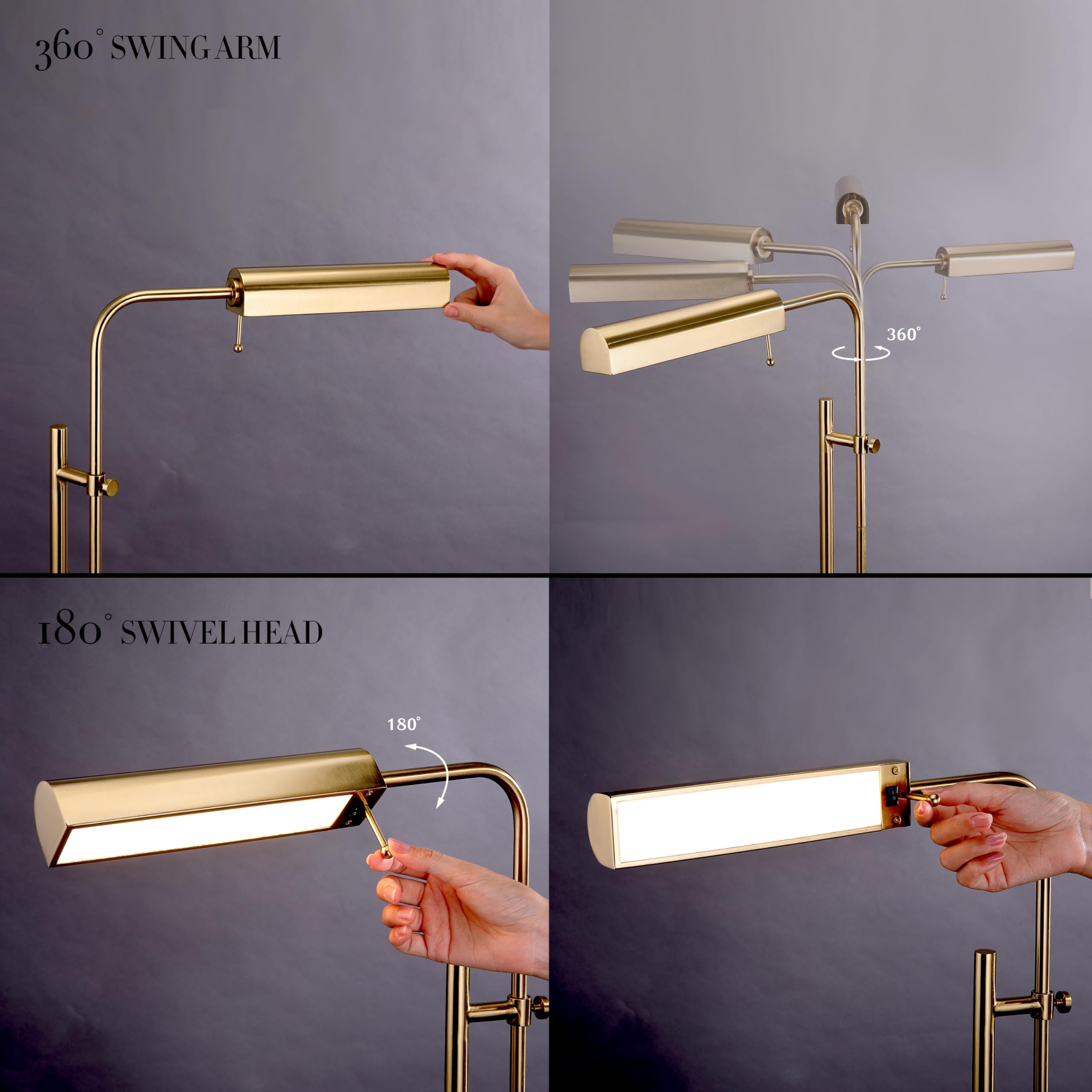 O'Bright Cedric Adjustable Pharmacy Floor Lamp - Industrial Design For Reading, Crafting, Work - 10W Led, Height 45-61 Inches -