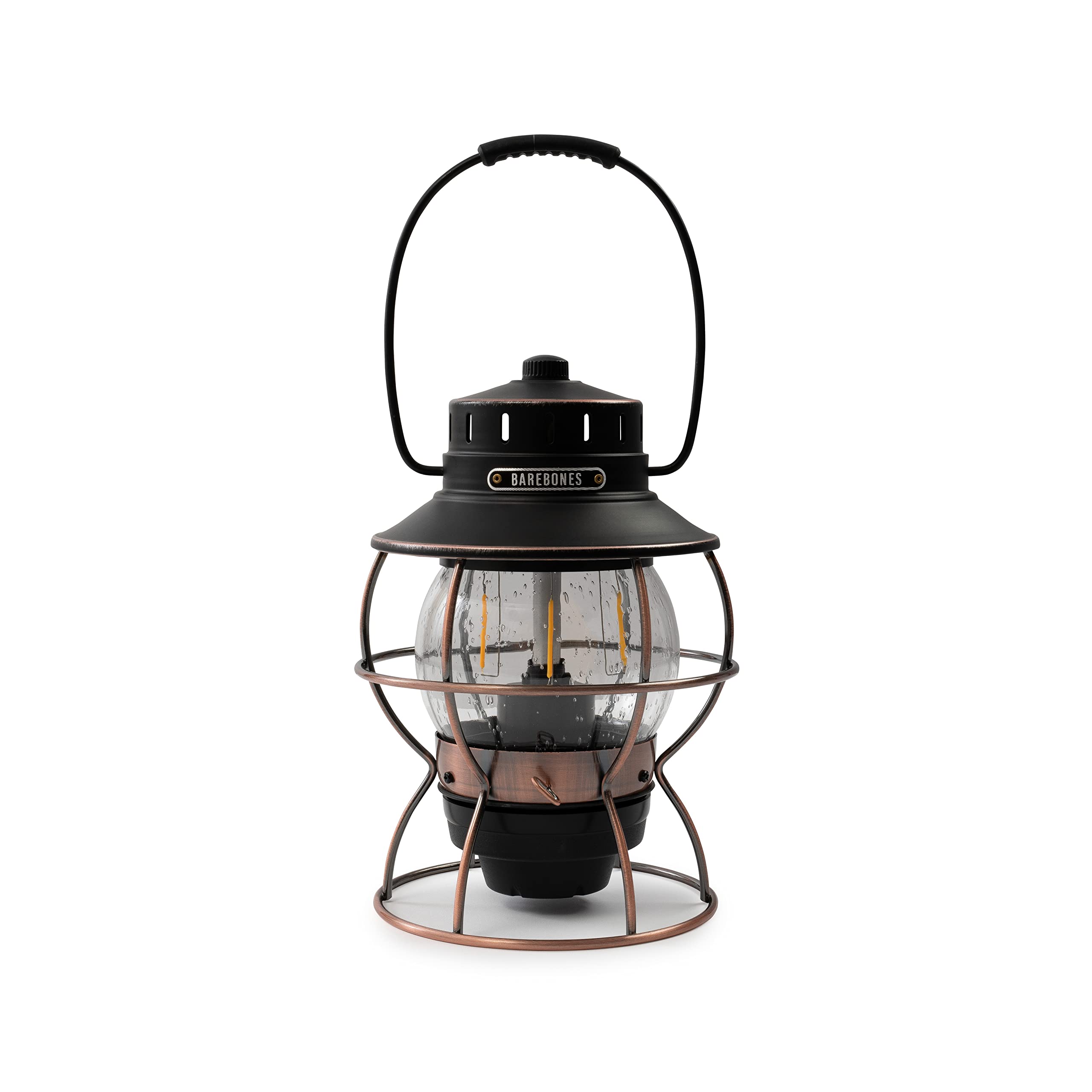 Barebones Railroad Lantern - Camping Lanterns with Rechargeable Battery - Outdoor Lights with Vintage Lantern Inspiration (Antiq