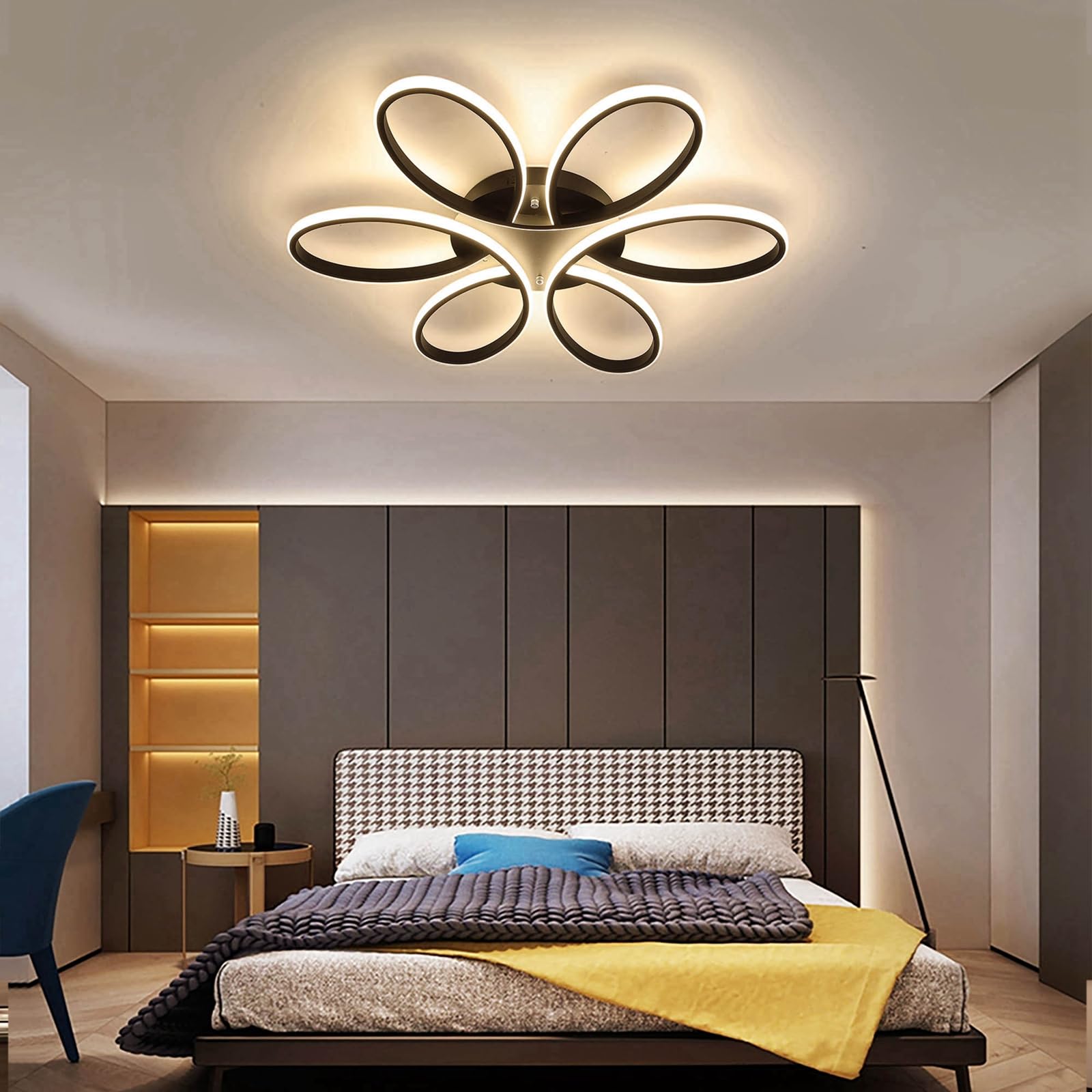 Lofahs Modern Led Ceiling Chandelier Lighting Fixture With Remote Control Dimmable Ceiling Light For Living Room Dinning Room Be