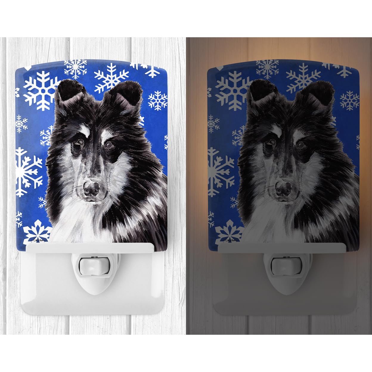 Carolines Treasures Night Light, Ceramic, UL-Certified, 6x4x3in, Black and White Collie, Model SC9774CNL