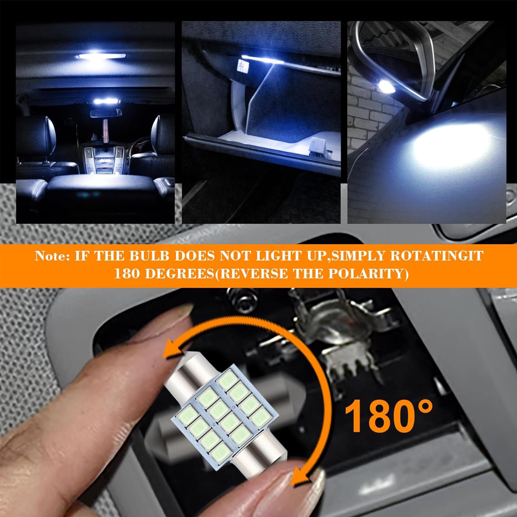 iFunyLED Dome Light LED Bulb Kit - 24 Pieces T10 DE3175 578 31mm 42mm - White+Ice Blue Interior Replacement Lights for Car