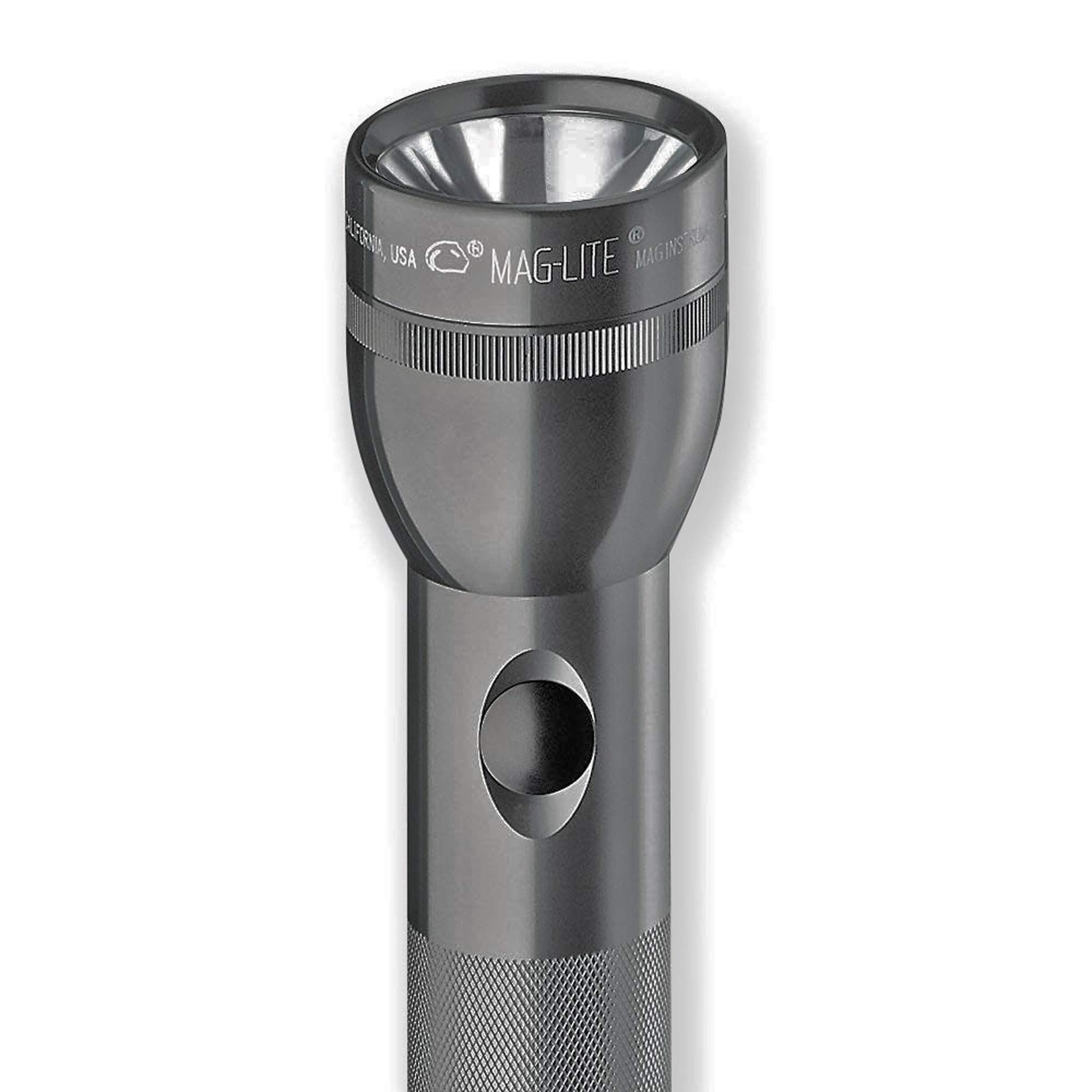 Maglite Heavy-Duty 2-Cell D Flashlight - Gray, Incandescent, Blister Pack, Durable & Reliable Lighting Solution