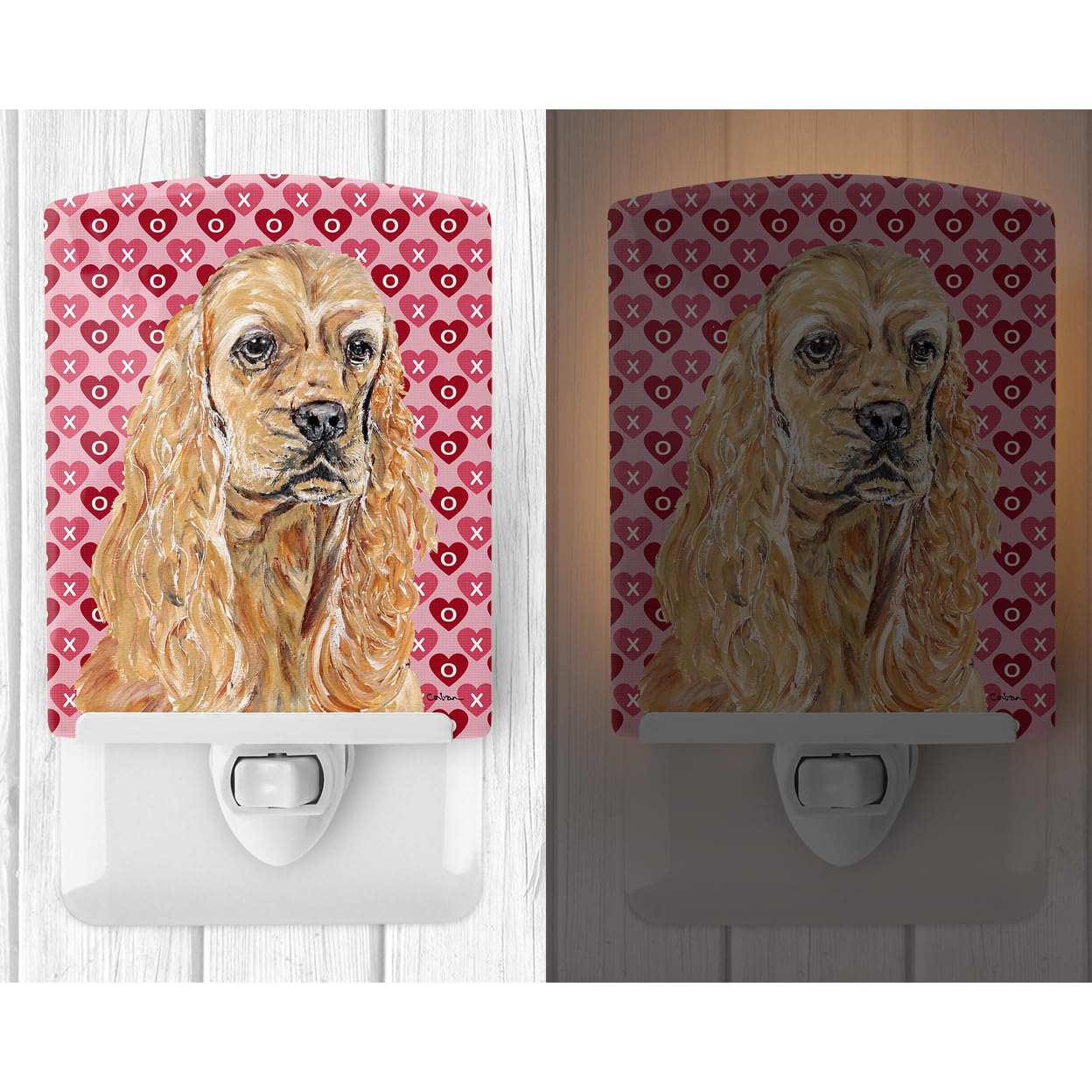 Carolines Treasures Ceramic Night Light, Buff Cocker Spaniel Design, UL-Certified, 6x4x3 inches, Multicolor, Model SC9556CNL