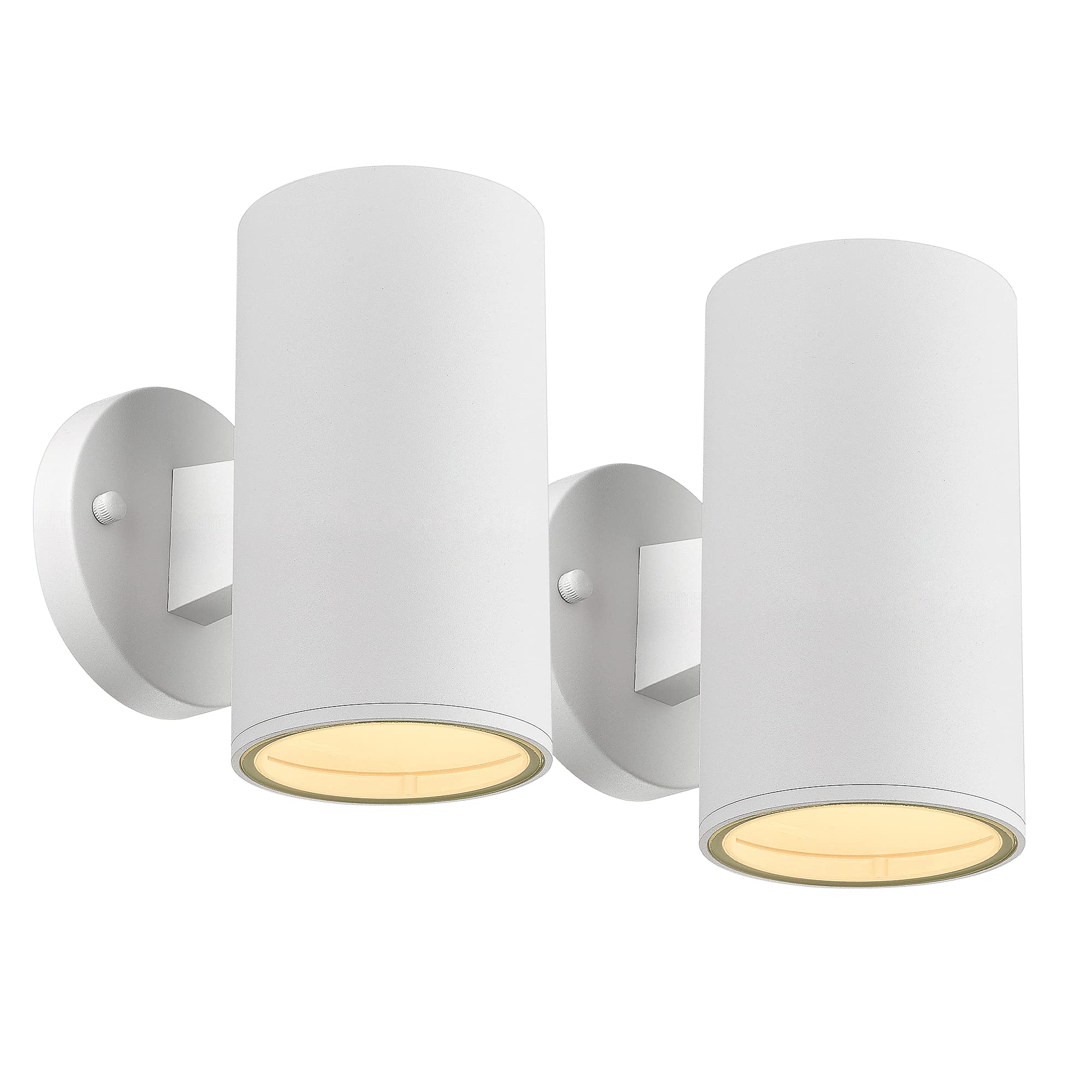 Ken & Ricky Outdoor Wall Sconce, Exterior White Wall Light Fixtures, Porch Lights Outdoor Wall With Tempered Glass Cover For House Garage Patio Front Door - 2 Pack
