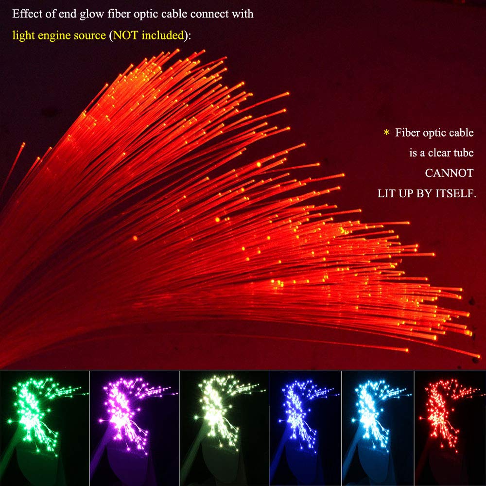 Akepo Pmma End Glow Fiber Optic 50Pcs 13.1Ft/4M ?0.03In(0.75Mm) Fiber Strands For Led Star Ceiling Sky Light Kit And Fibre Optic