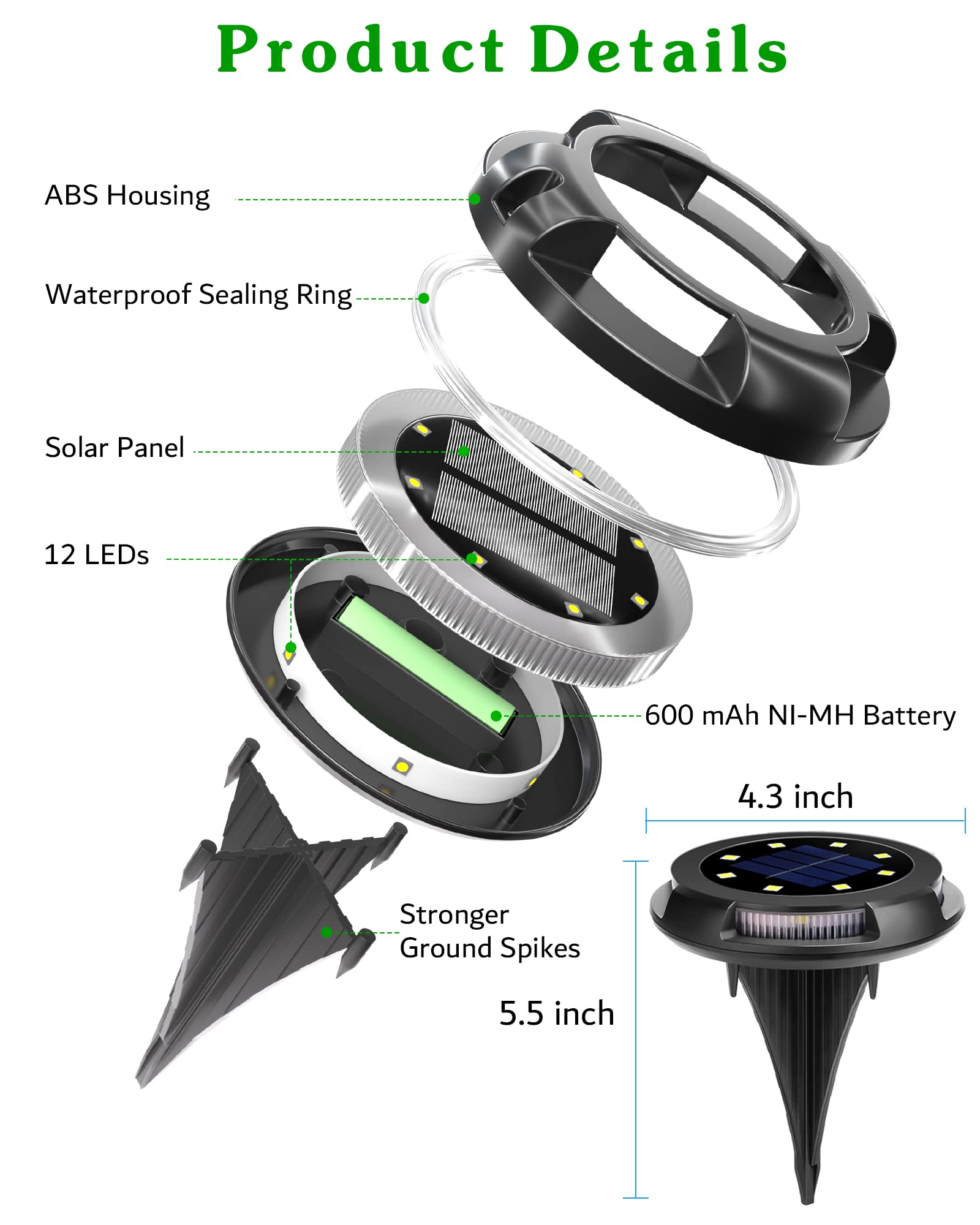 Biling Solar Pathway Lights - 8 Pack Multi Color Uplight Waterproof for Yard, Walkway & Garden Decorations