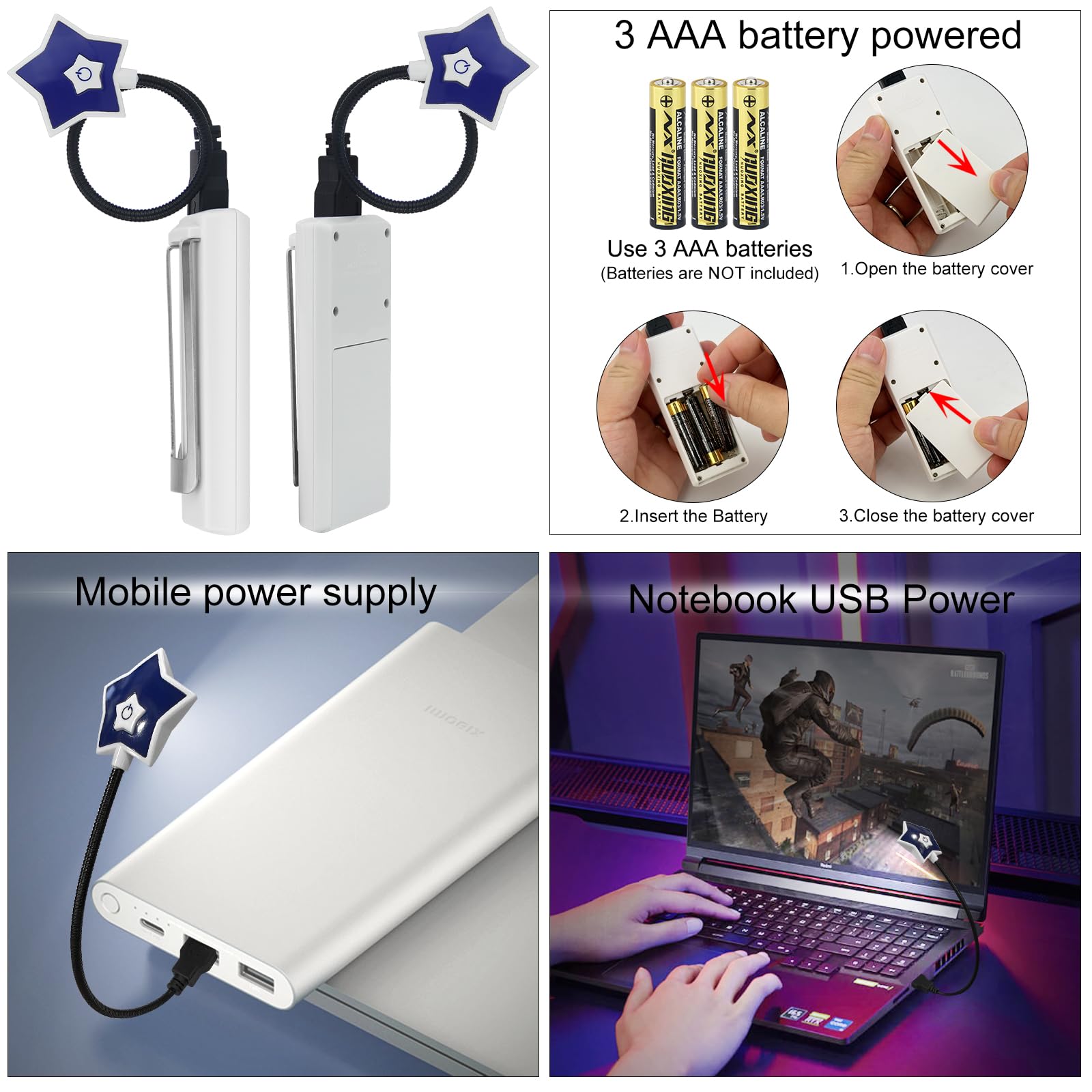 Luxsway Led Reading Light, Battery Operated Book Light For Reading In Bed, Computer Light For Eye Care, Led Clip On Lights For K