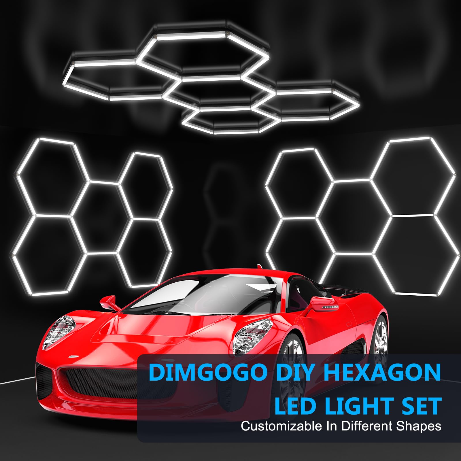 Dimgogo Hexagon Led Garage Light:17280Lm 6500K Super Bright Ceiling Shop Lights For Garage,Warehouse,Basement,Meeting Room,Gym,C