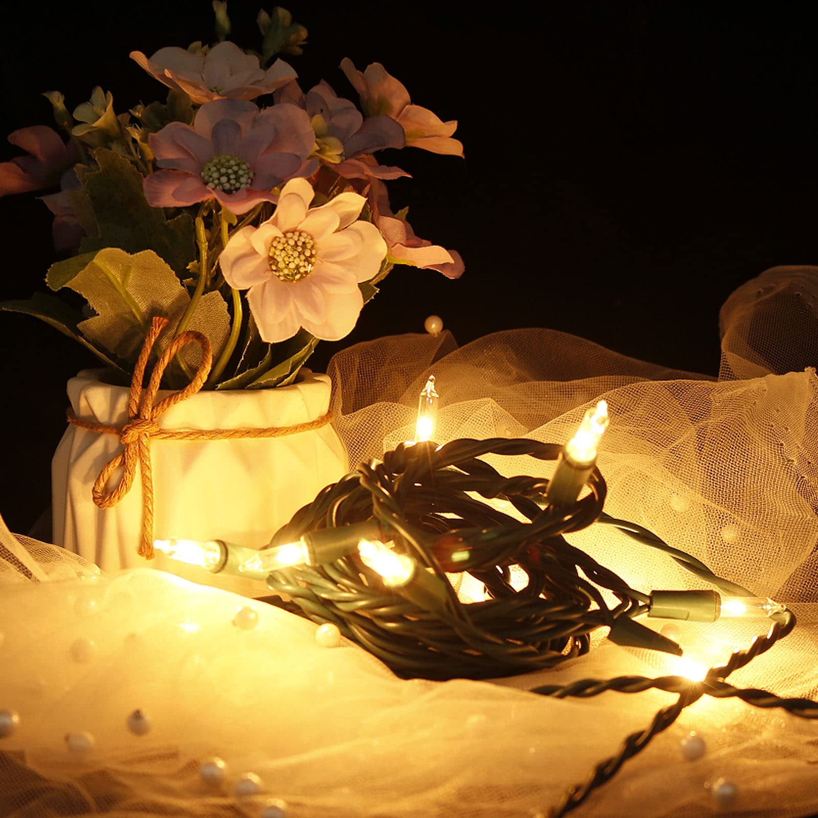 Multi-Sparking Christmas Lights 8.6Ft 10 Counts Classic String Lights Green Wire Warm White Incandescent Mini Lights For Indoor And Outdoor Christmas Decorations Connectable