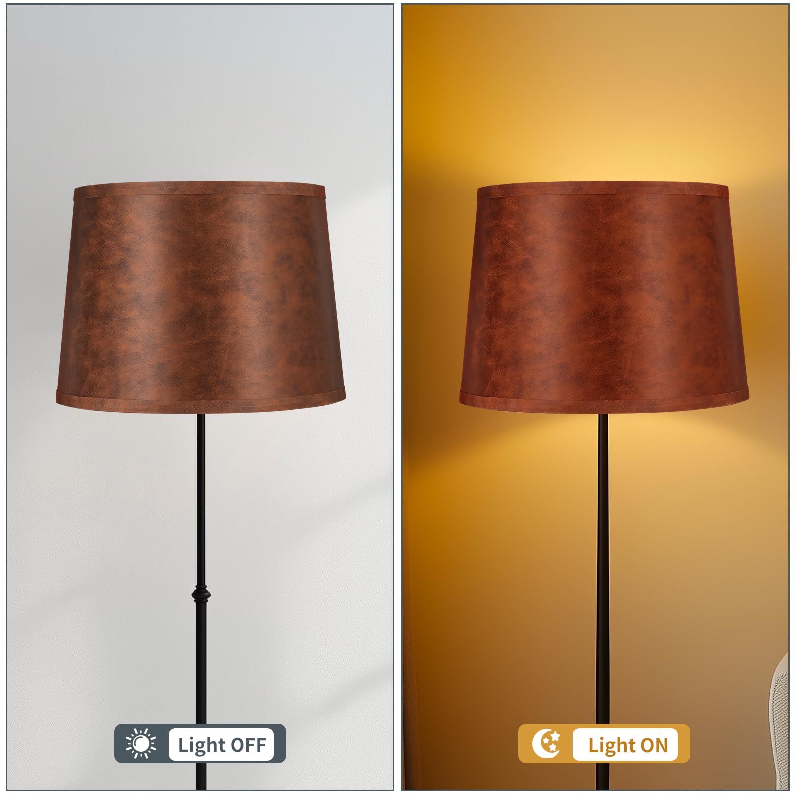 ALUCSET Drum Lampshades 2pcs, Large 13inx15inx11in, compatible with Brown Cowhide, Linen, Model LLA-S2426N, Spider Fitter
