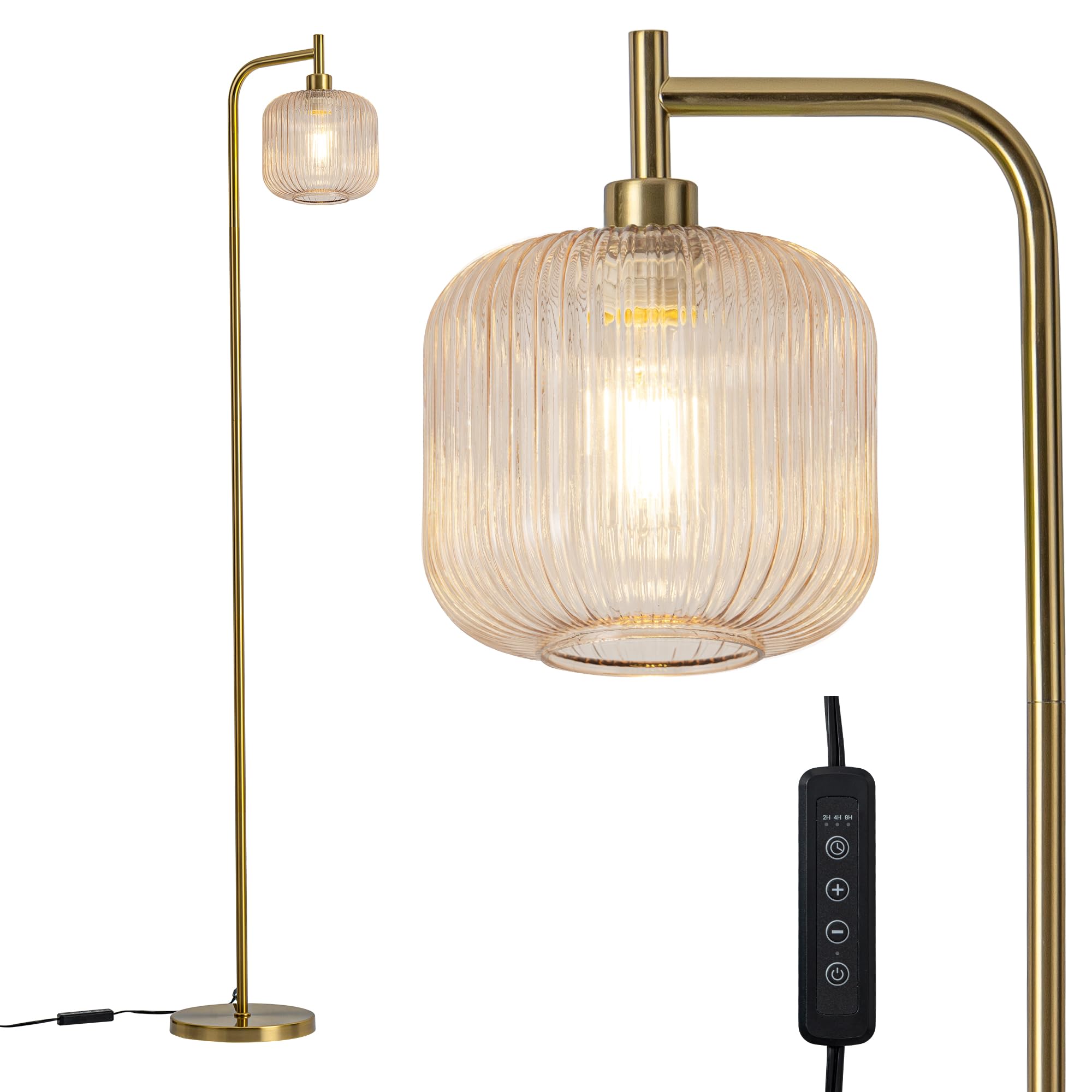 MAYNA Glass Floor Lamp, Modern Vertical Design, Remote Control, 67-Inch, Aluminum, Pink, LED Bulb Included