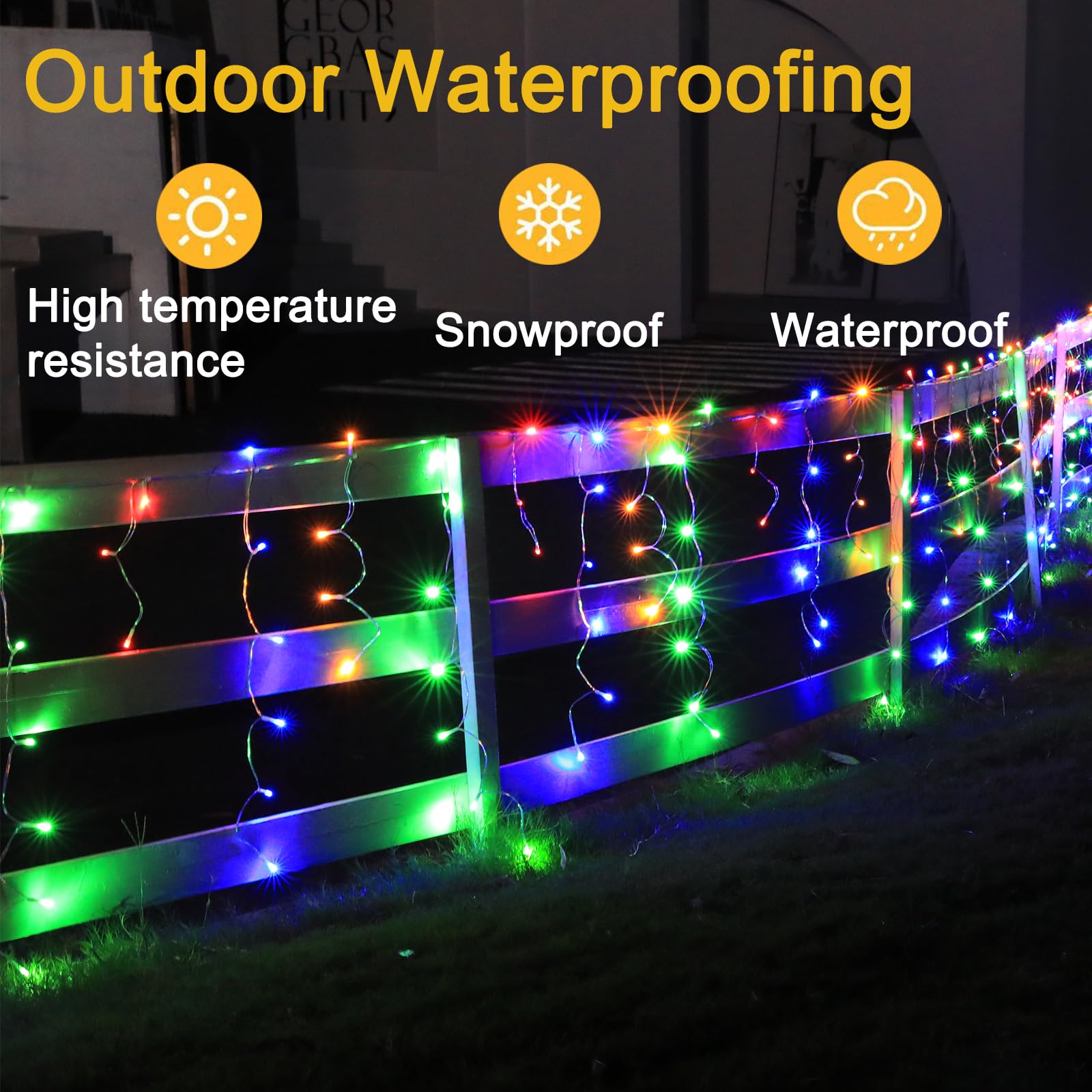 SOSHOT Christmas String Lights - 1280 LED, 99Ft, 8 Modes, Remote Control, Waterproof, Multicolor