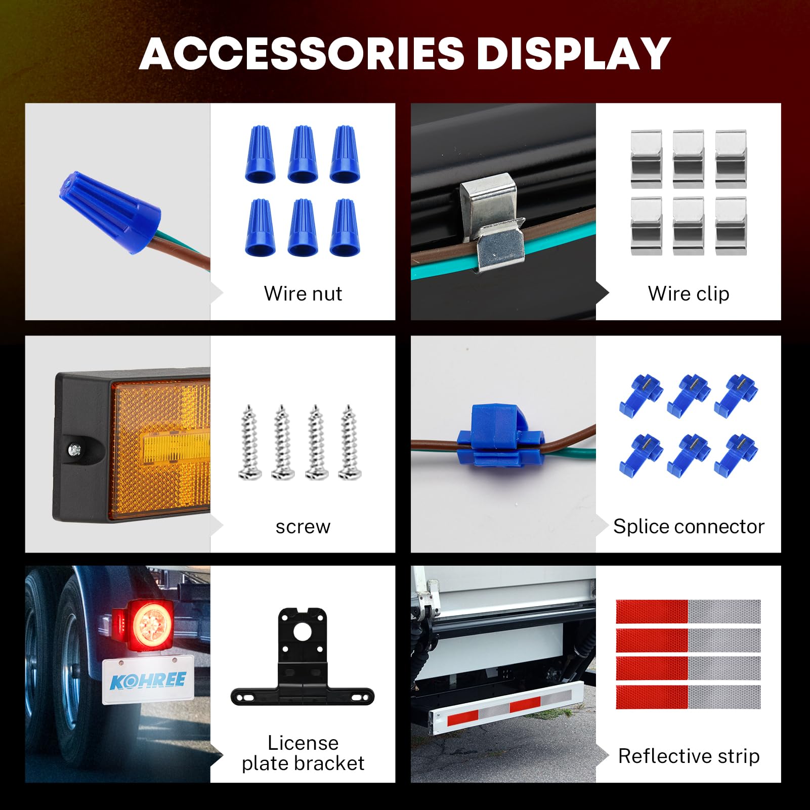 Kohree Super Bright Led Trailer Light Kit, Ip68 Waterproof Submersible Boat Trailer Lights, 12V Led Stop Turn Tail License Light