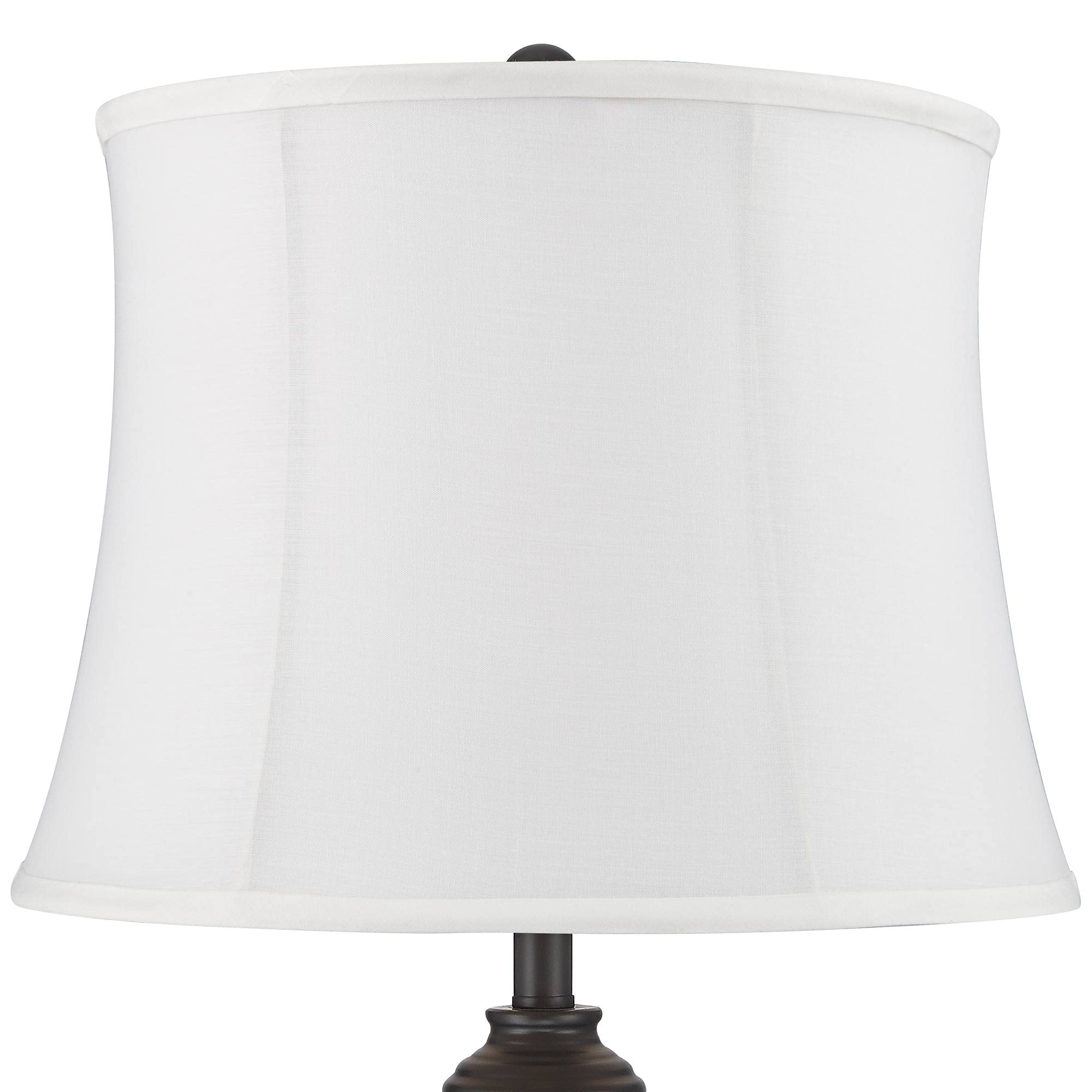 360 Lighting Buffet Table Lamps Set of 2, 26in Tall, Dark Bronze Metal, White Softback Drum Shade, Model 96P59