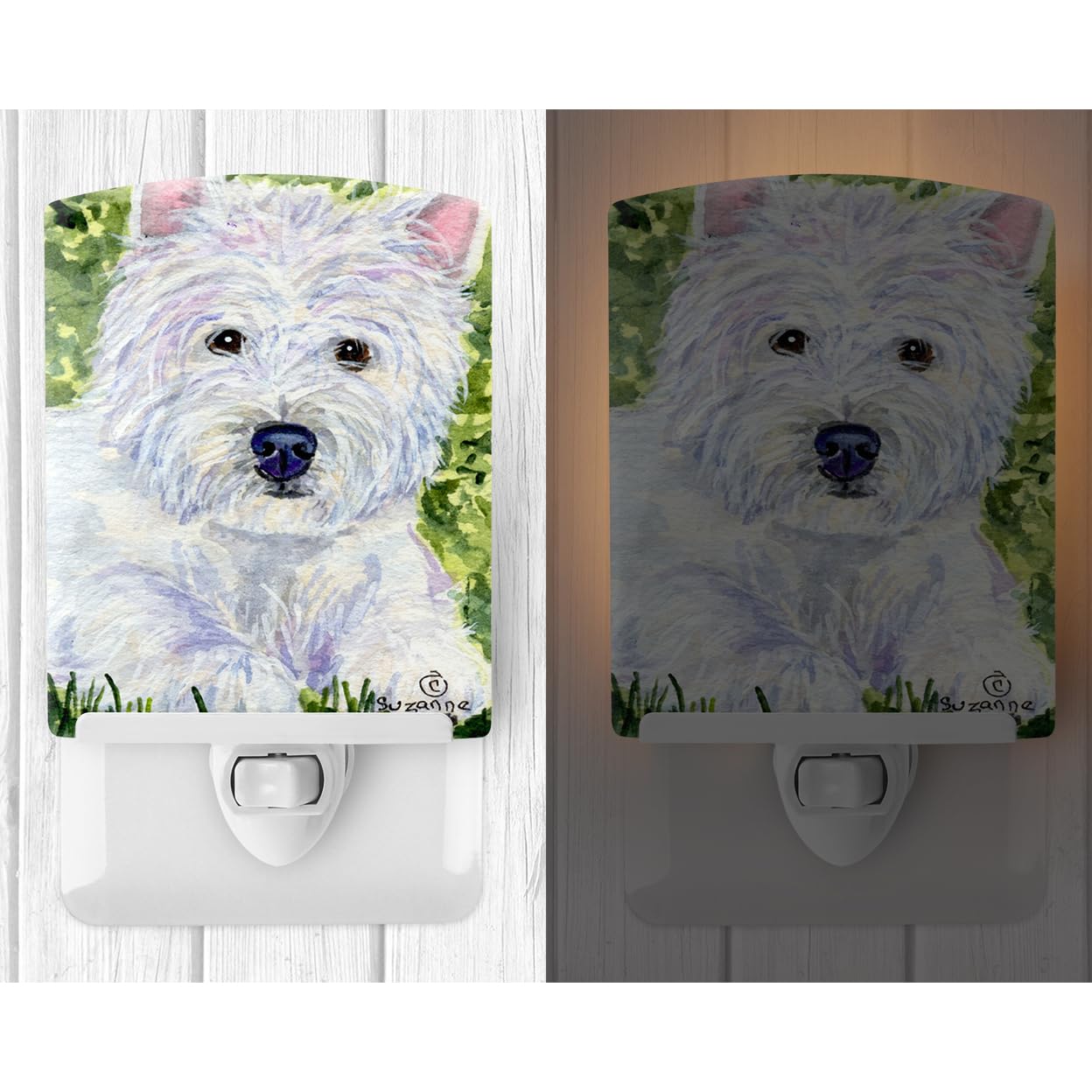 Carolines Treasures Night Light, Ceramic, UL-Certified, 6x4x3 inches, Westie 8835, Ideal for Bedroom, Bathroom, Nursery, Multicolor