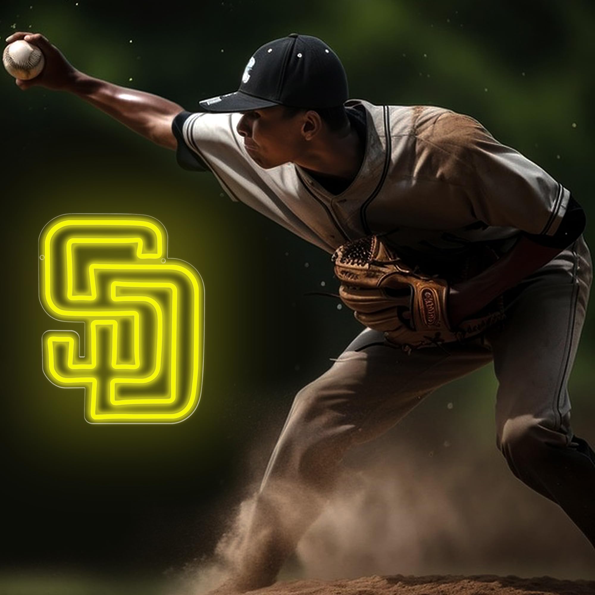 Baseball Neon Sign For Wall Decor Baseball Team Neon Light For Man Cave Led Sign For Bedroom Pary Garage Dorm Club Bar Birthday Gifts For Fans 5V Usb Powered Size 14.1 * 11In(Zyld266)