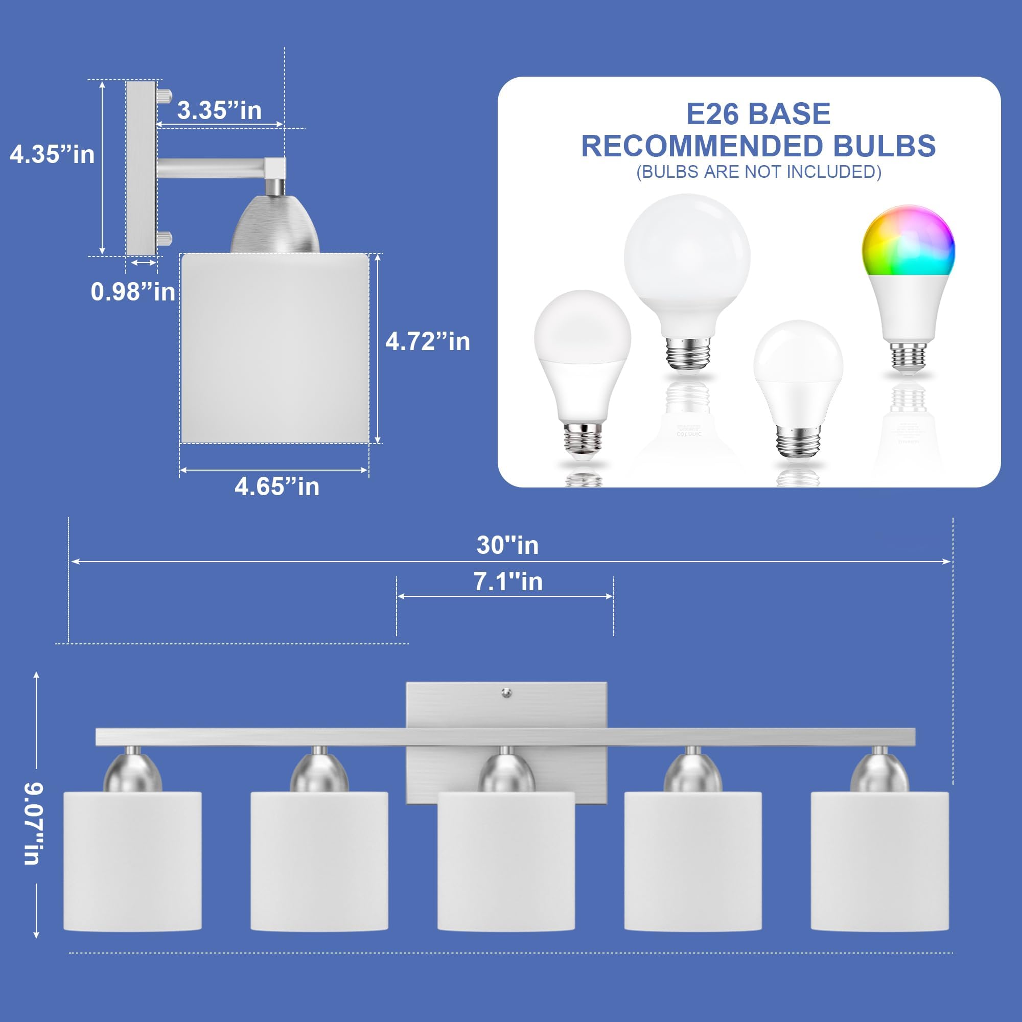 Dekang Bathroom Lighting Fixtures Over Mirror, Anti-Rust Vanity Light Fixture For Bathroom, Modern 5-Light Wall Sconce Light For