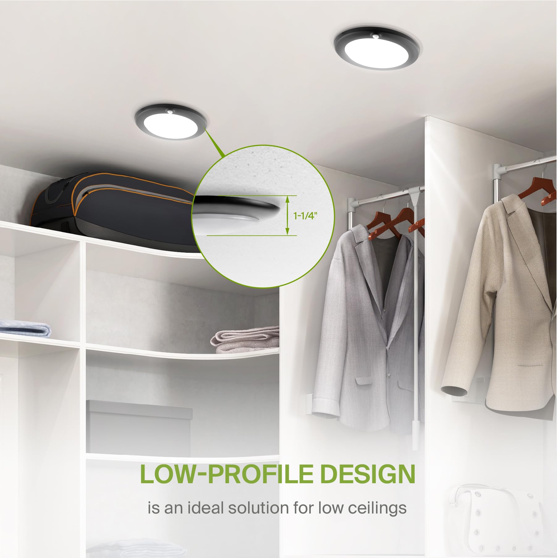 Asd Motion Sensor Led Disk Lights 6 Inch, 2700K/3000K/3500K/4000K/5000K, 15W Indoor Ceiling Flush Mount Light Fixture, Low Profi